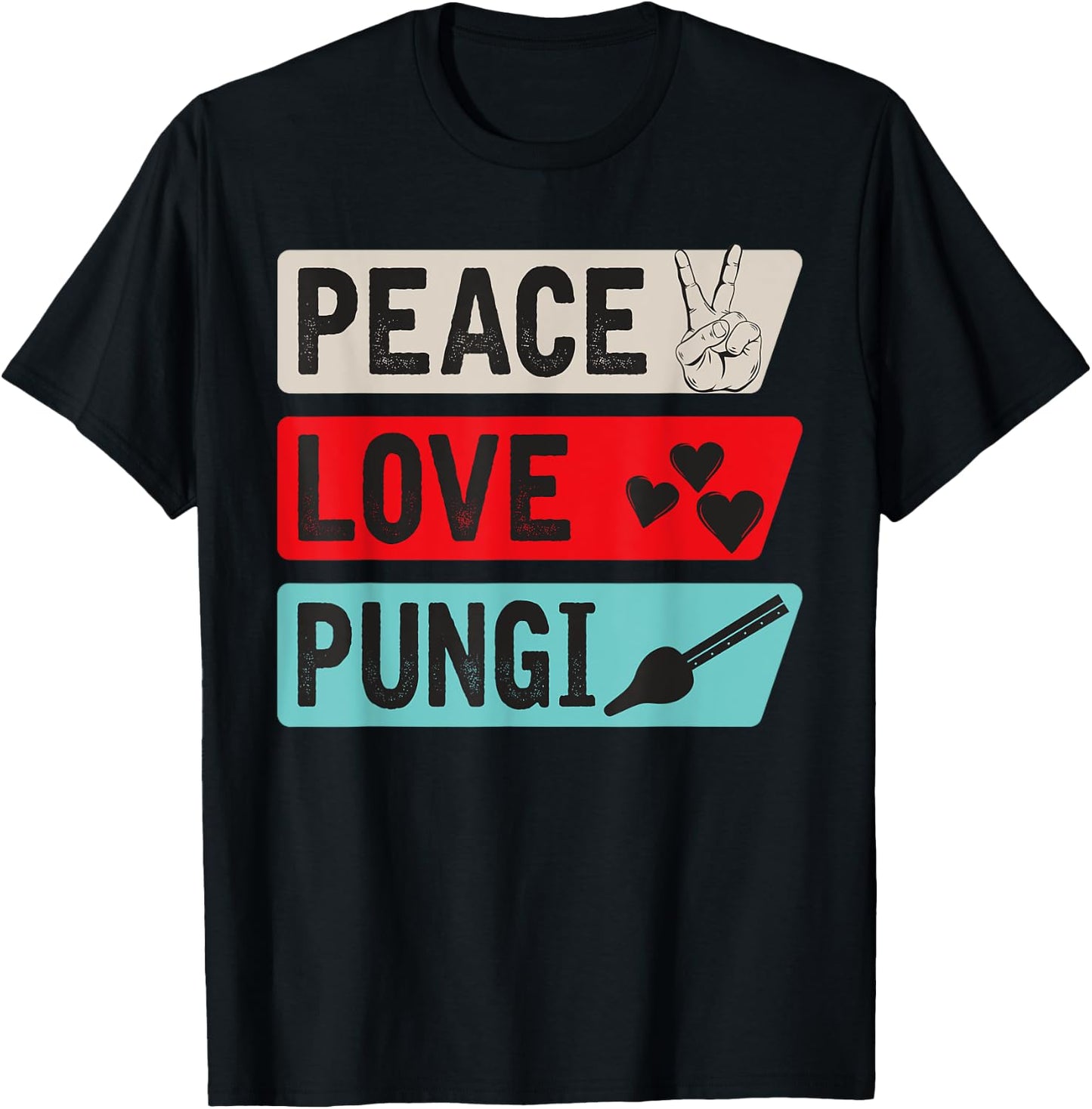 Peace Love Pungi Musical Instrument Punji Music Player T-Shirt - T-Shirt | Black