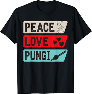 Peace Love Pungi Musical Instrument Punji Music Player T-Shirt - T-Shirt | Black