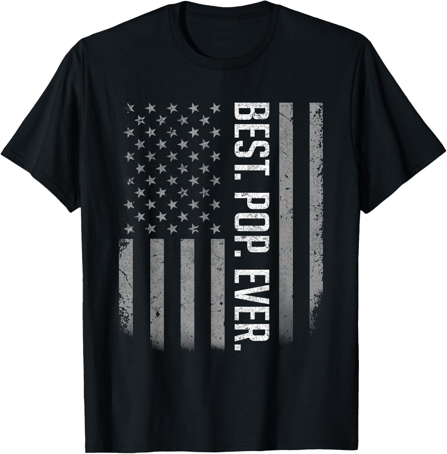 Best Pop Ever Father's Day Vintage Distressed American Flag Men T-Shirt - T-Shirt | Black