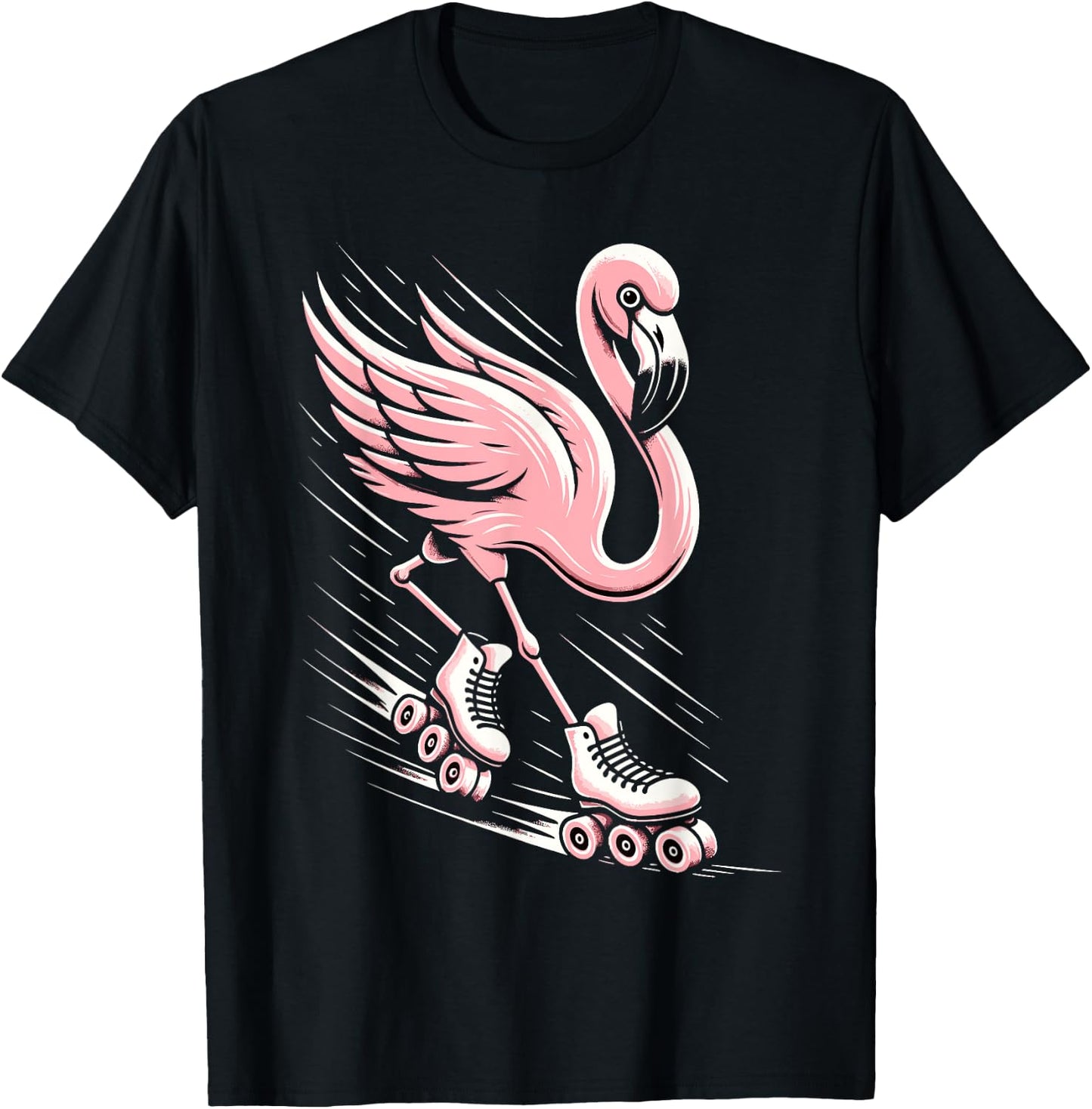 Flamingo Roller Skating Rollerskating Inline Skates T-Shirt - T-Shirt | Black