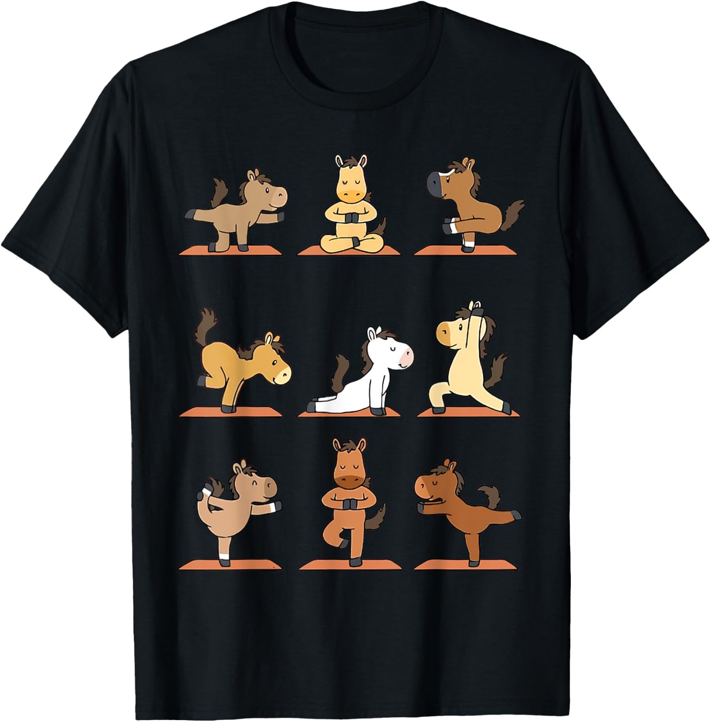 Funny Horses Yoga Horse Namaste Horse Exercise T-Shirt - T-Shirt | Black