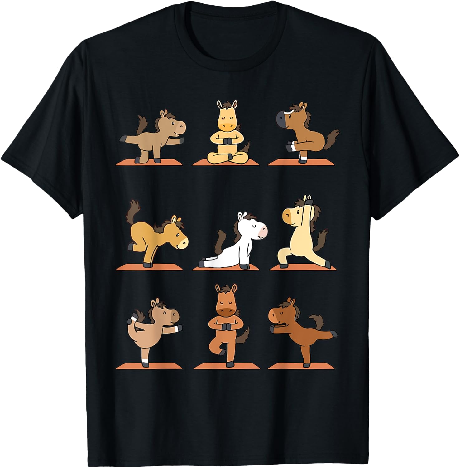 Funny Horses Yoga Horse Namaste Horse Exercise T-Shirt - T-Shirt | Black
