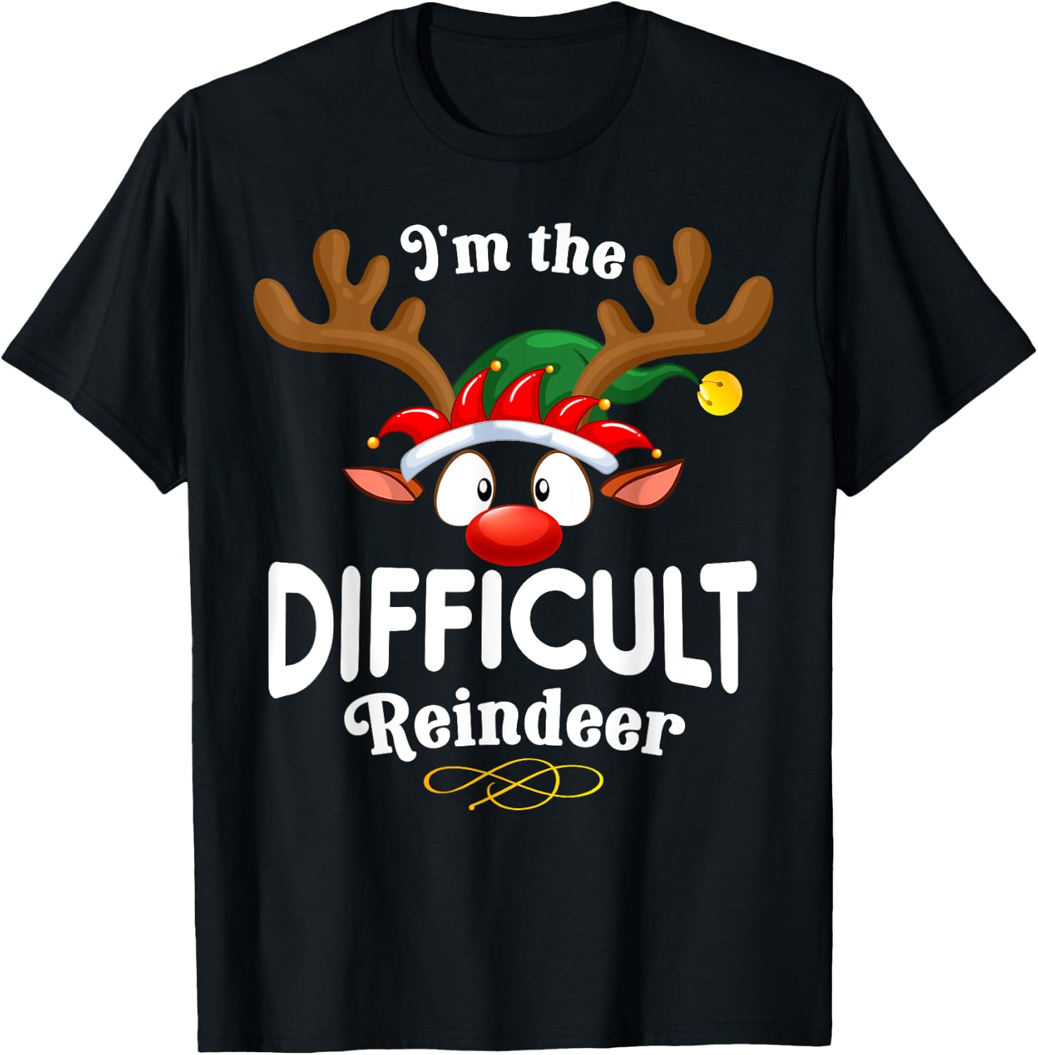 99 Gifts Christmas Family Matching Reindeer Outfit - Difficult XMas Reindeer Matching - -Adults - Black - Small - Short Sleeve - Cotton 65%, Polyester 35% T-Shirt - T-Shirt | Black