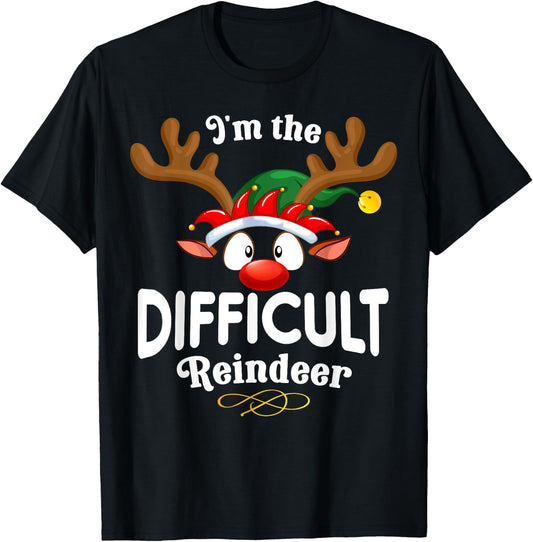 99 Gifts Christmas Family Matching Reindeer Outfit - Difficult XMas Reindeer Matching - -Adults - Black - Small - Short Sleeve - Cotton 65%, Polyester 35% T-Shirt - T-Shirt | Black