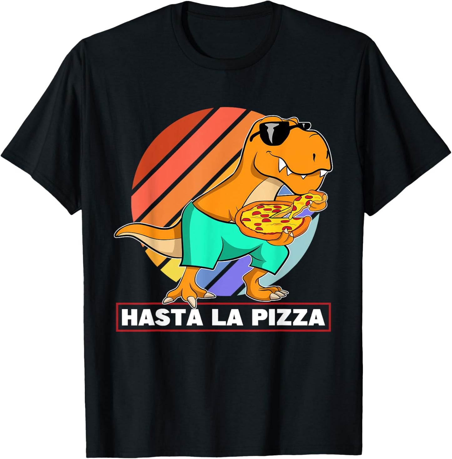 Hasta La Pizza Italian Food Dinosaur Cool T Rex Kids T-Shirt - T-Shirt | Black