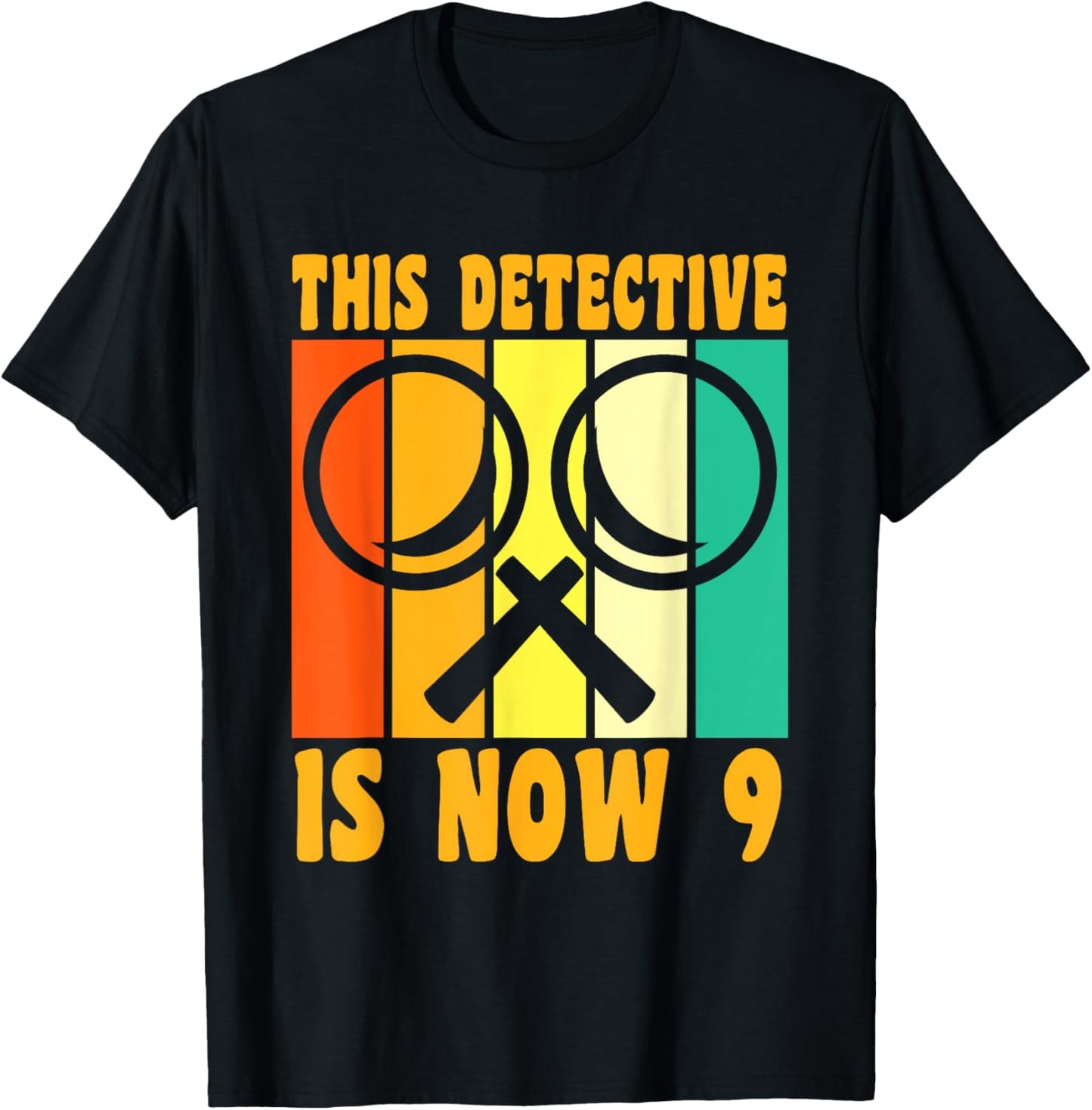 Happy 9 Birthday 9 Year Old Vintage Detective 9 Birthday T-Shirt - T-Shirt | Black