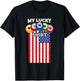 Lucky Bingo With American Flag Funny Bingo Player T-Shirt - T-Shirt | Black