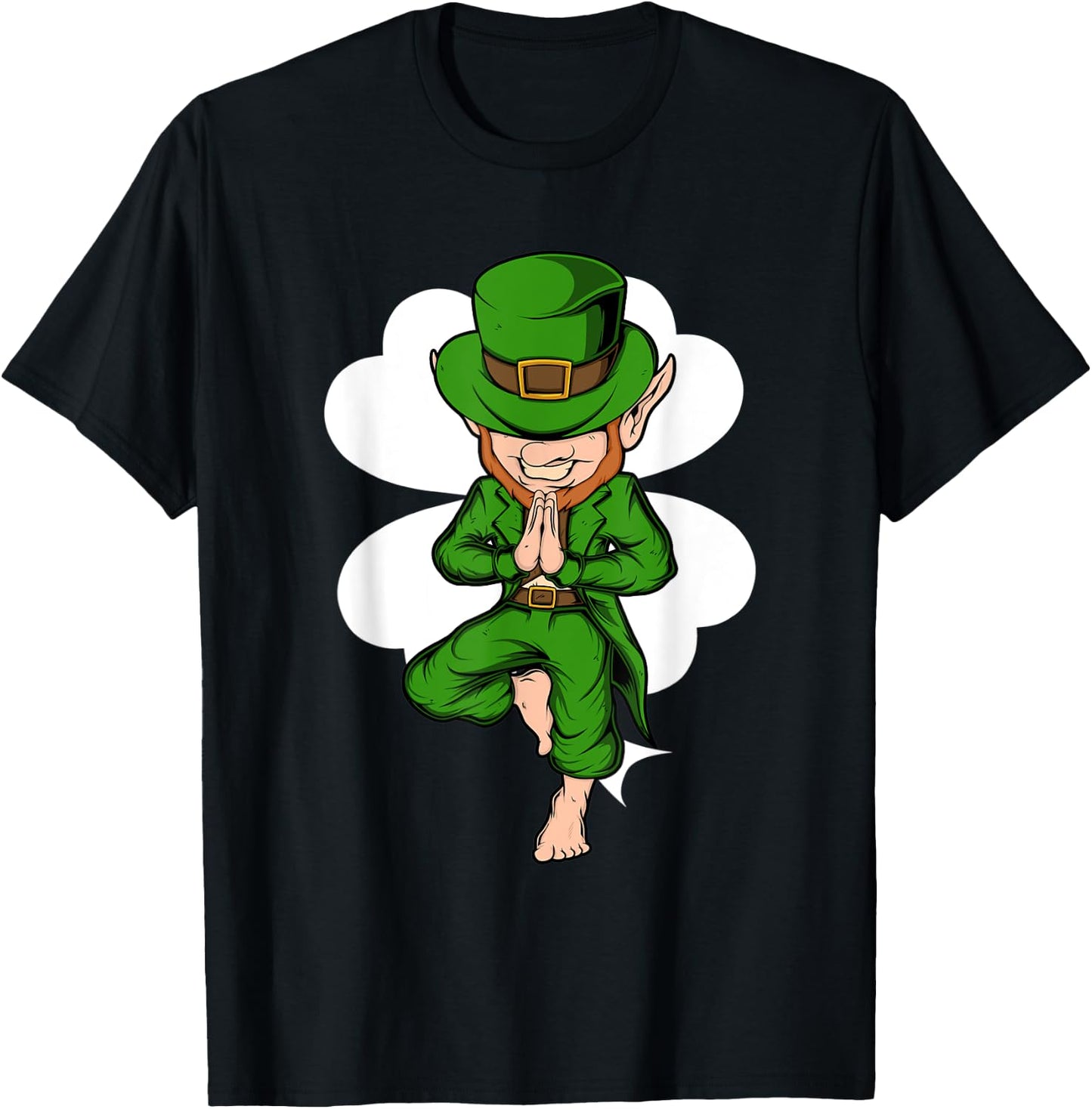 Yoga Pose Leprechaun St. Patrick's Day Yoga T-Shirt - T-Shirt | Black