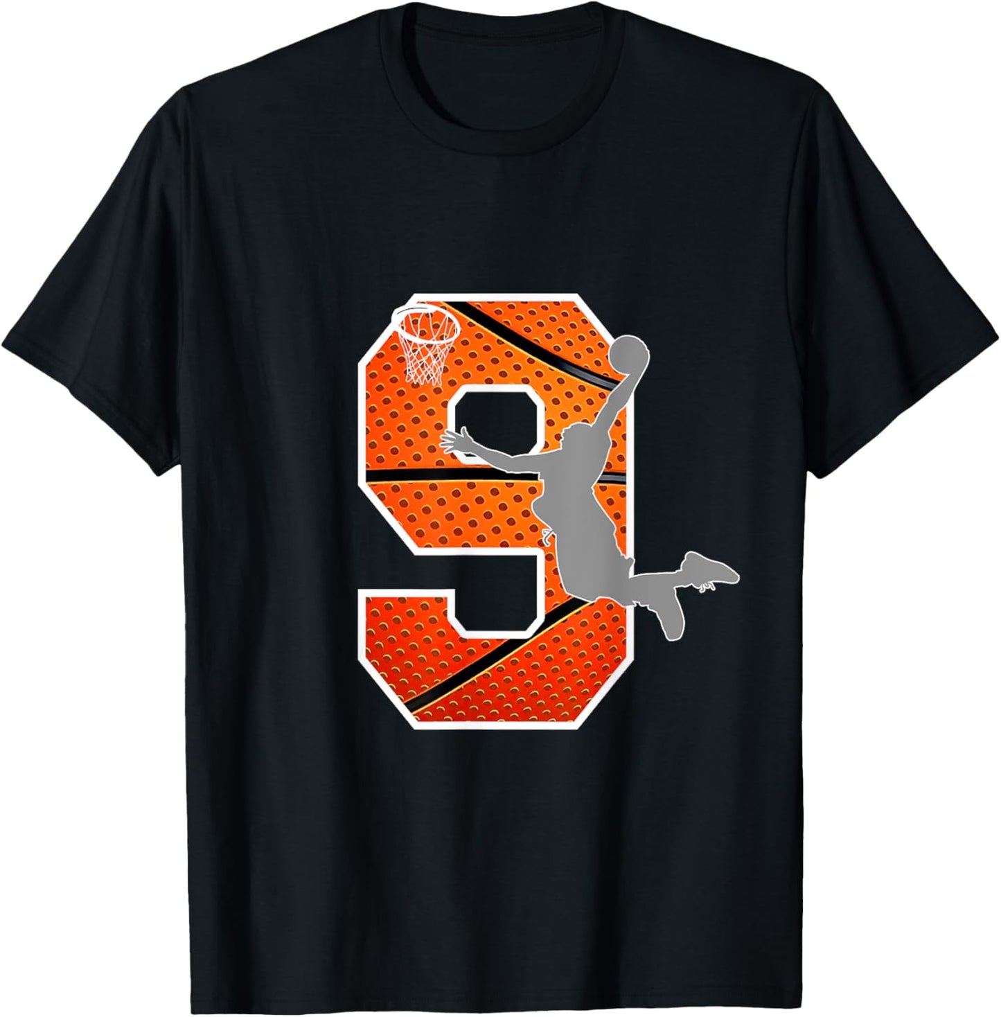 Kids 9 Years Old 9th Basketball Birthday Party Boys Girls T-Shirt - T-Shirt | Black