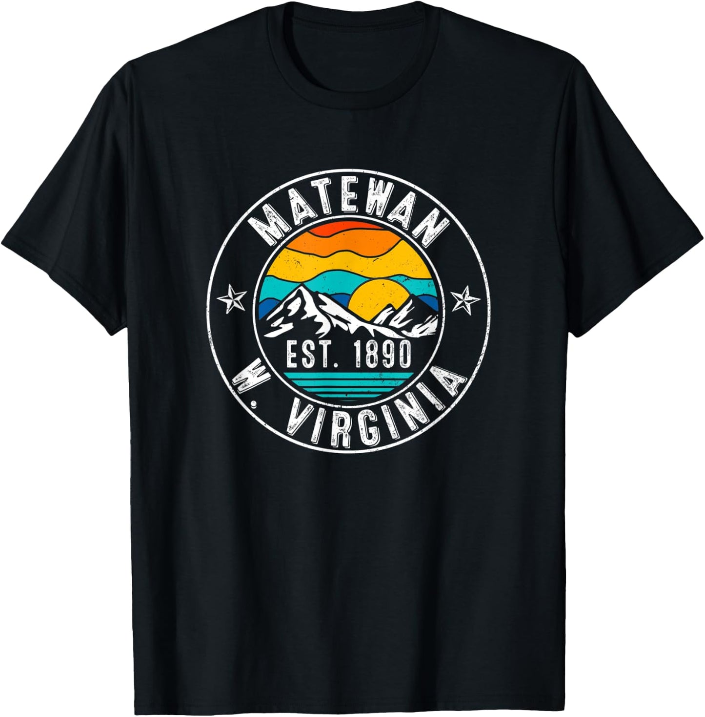 Retro 70s 80s Matewan West Virginia WV T-Shirt - T-Shirt | Black