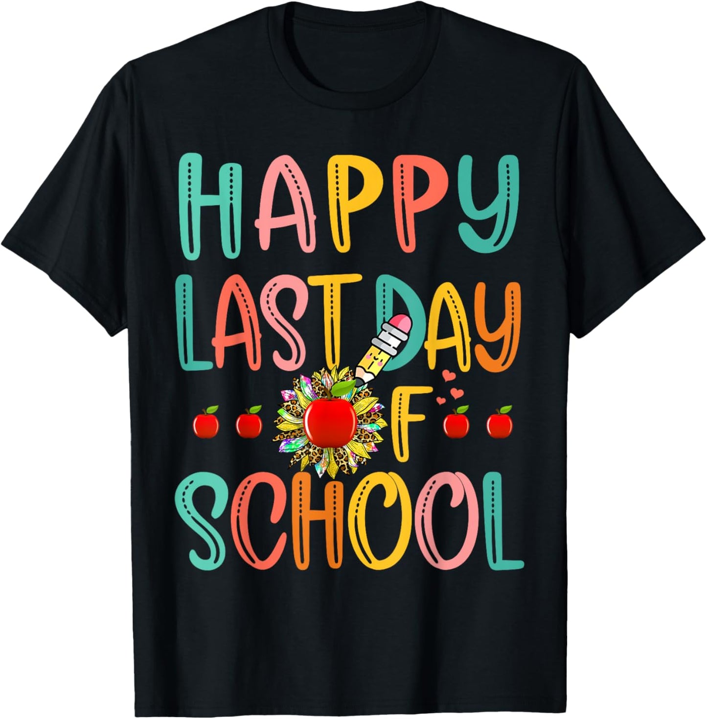 Happy Last Day of School Teachers Tie Dye Sunflower 2023 Women Kids T-Shirt - T-Shirt | Black