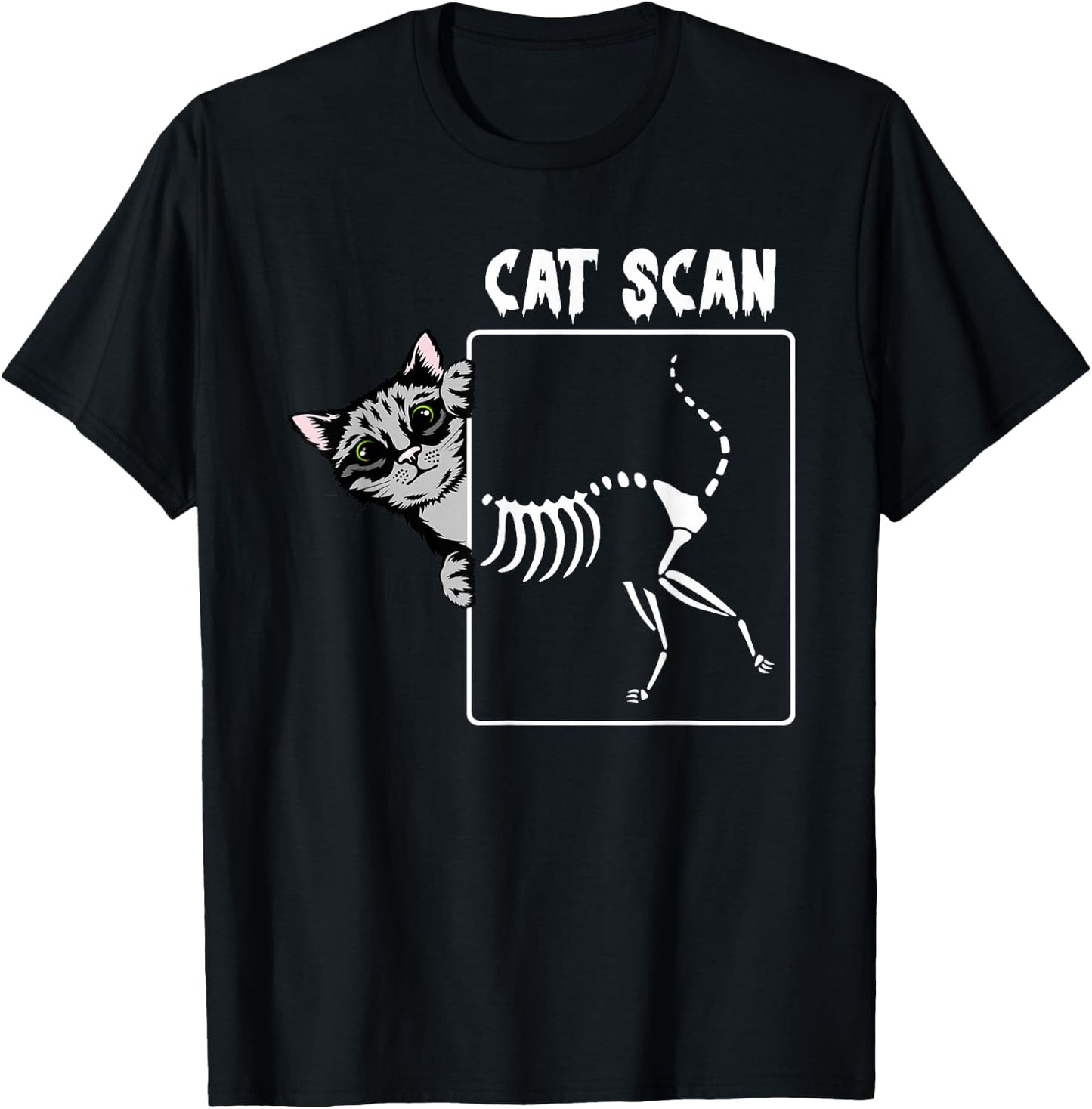 Cat Scan CT Funny Cat X Ray Pun Meme Rad Tech Cat Lover T-Shirt - T-Shirt | Black