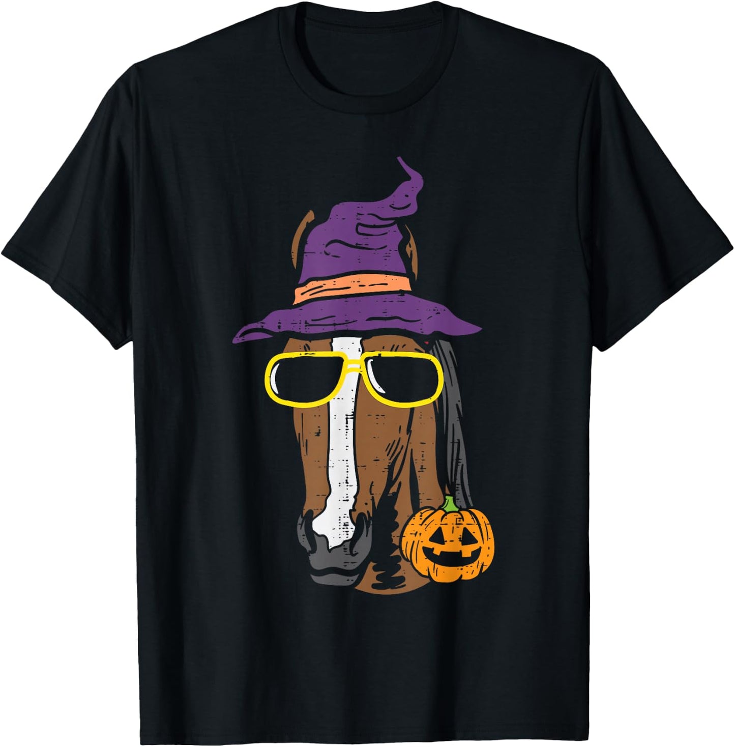 Halloween Horse Funny Costume Equestrian Men Women Kids T-Shirt - T-Shirt | Black