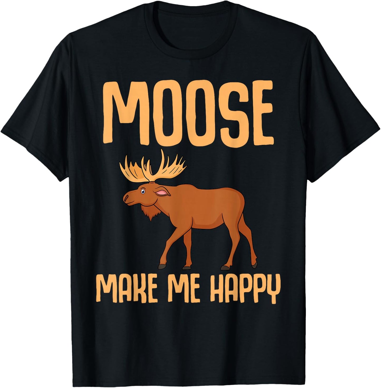 Funny Moose For Kids Boys Girls Antler Fallow Deer Animal T-Shirt - T-Shirt | Black