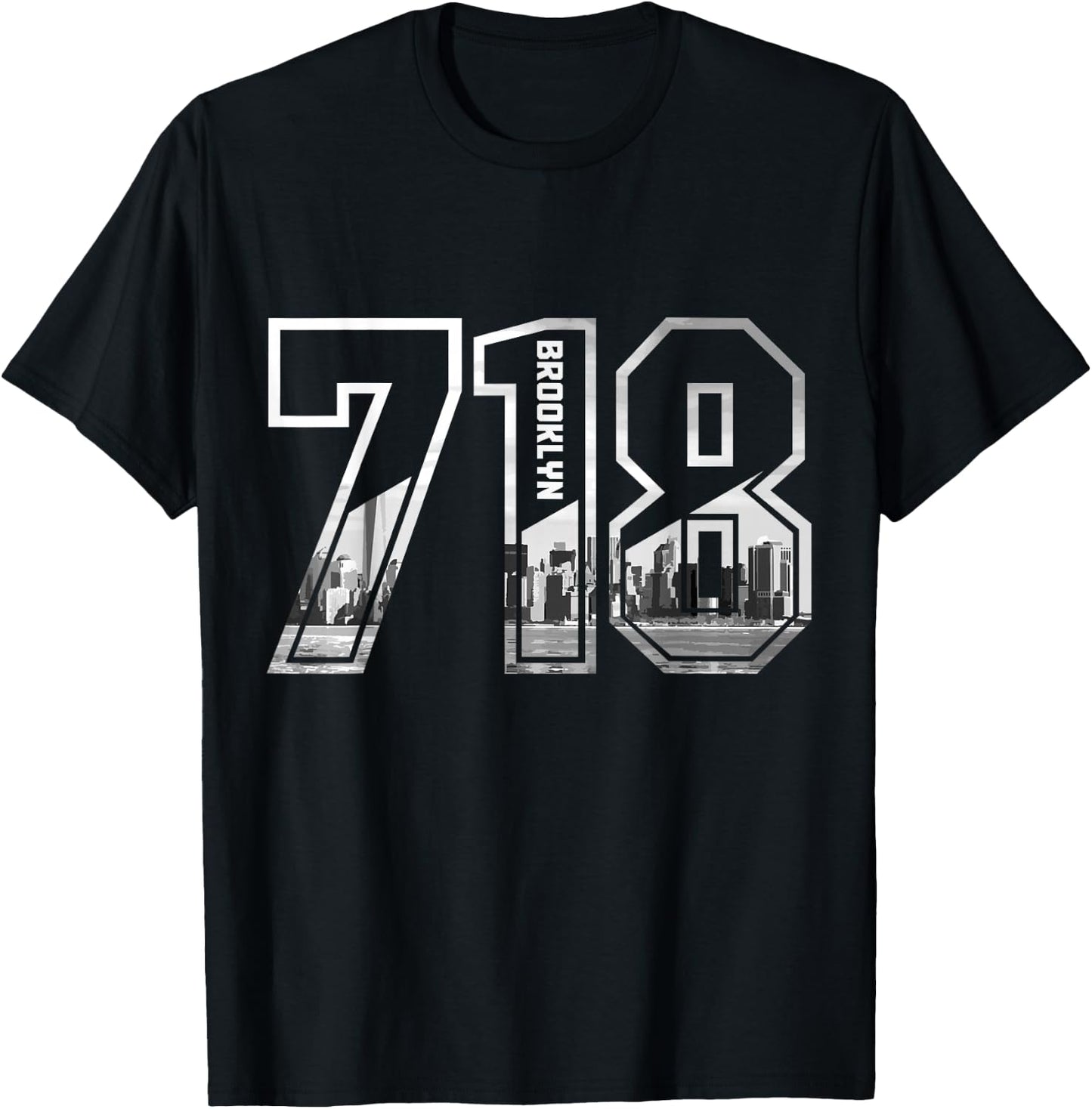 Brooklyn NY 718 Area Code Pride New York City Bronx Vintage T-Shirt - T-Shirt | Black
