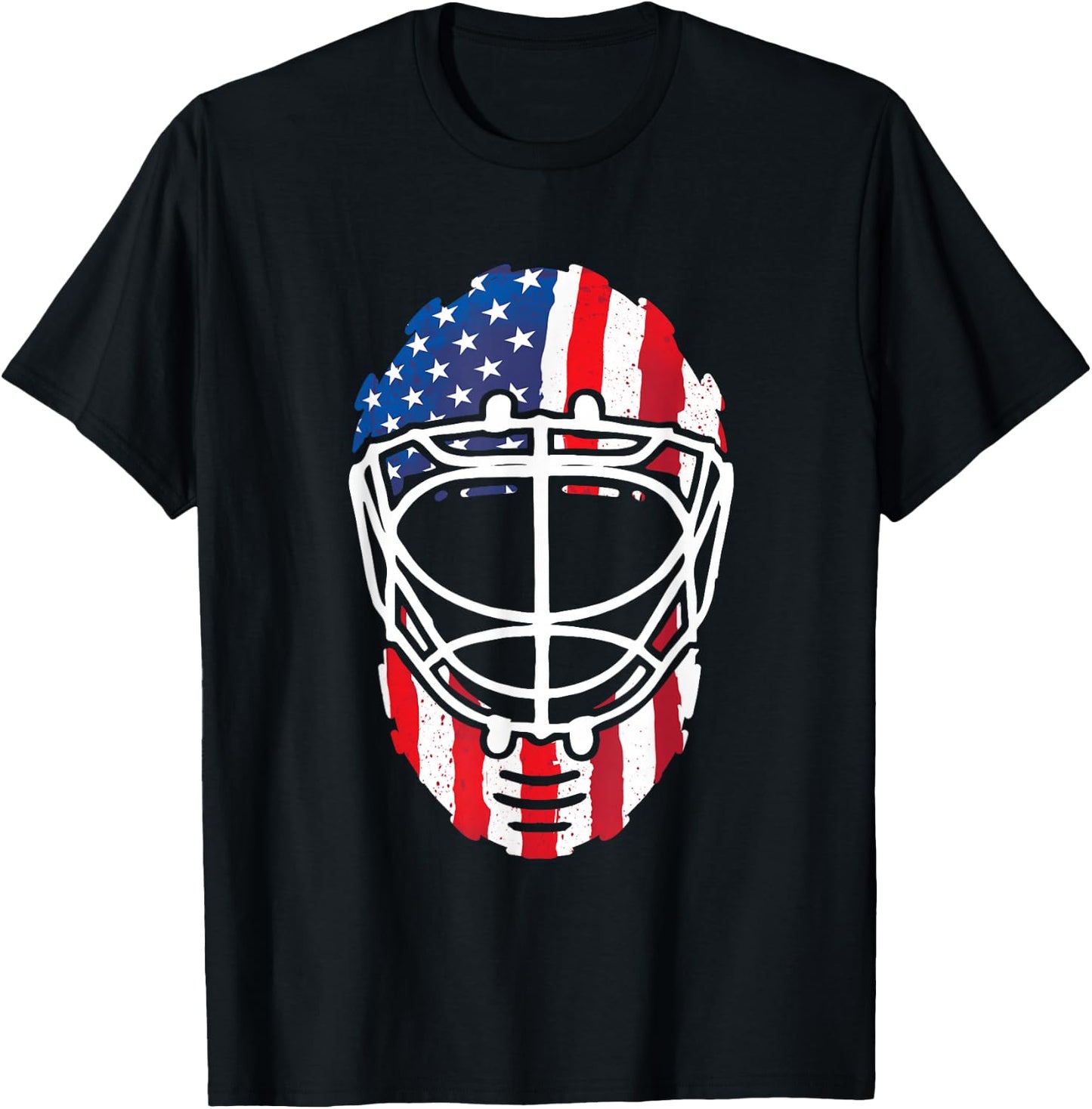 USA American Flag Vintage Hockey Goalie Mask 4th of July Men T-Shirt - T-Shirt | Black