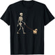 Funny Pug Skeleton Dog Walking Halloween Dog T-Shirt - T-Shirt | Black