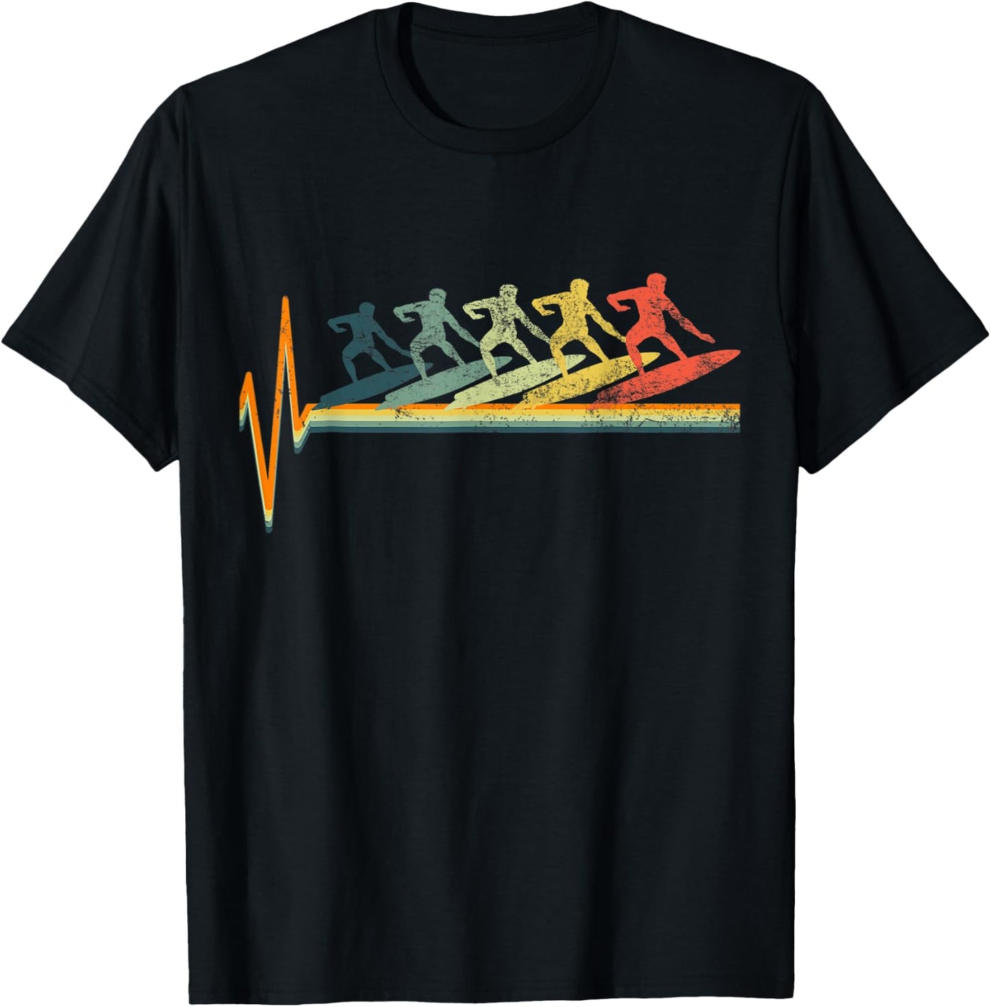 Surfer Vintage Wave Surfing Retro 70s 80s Beach Surf Lover Women Kids T-Shirt - T-Shirt | Black