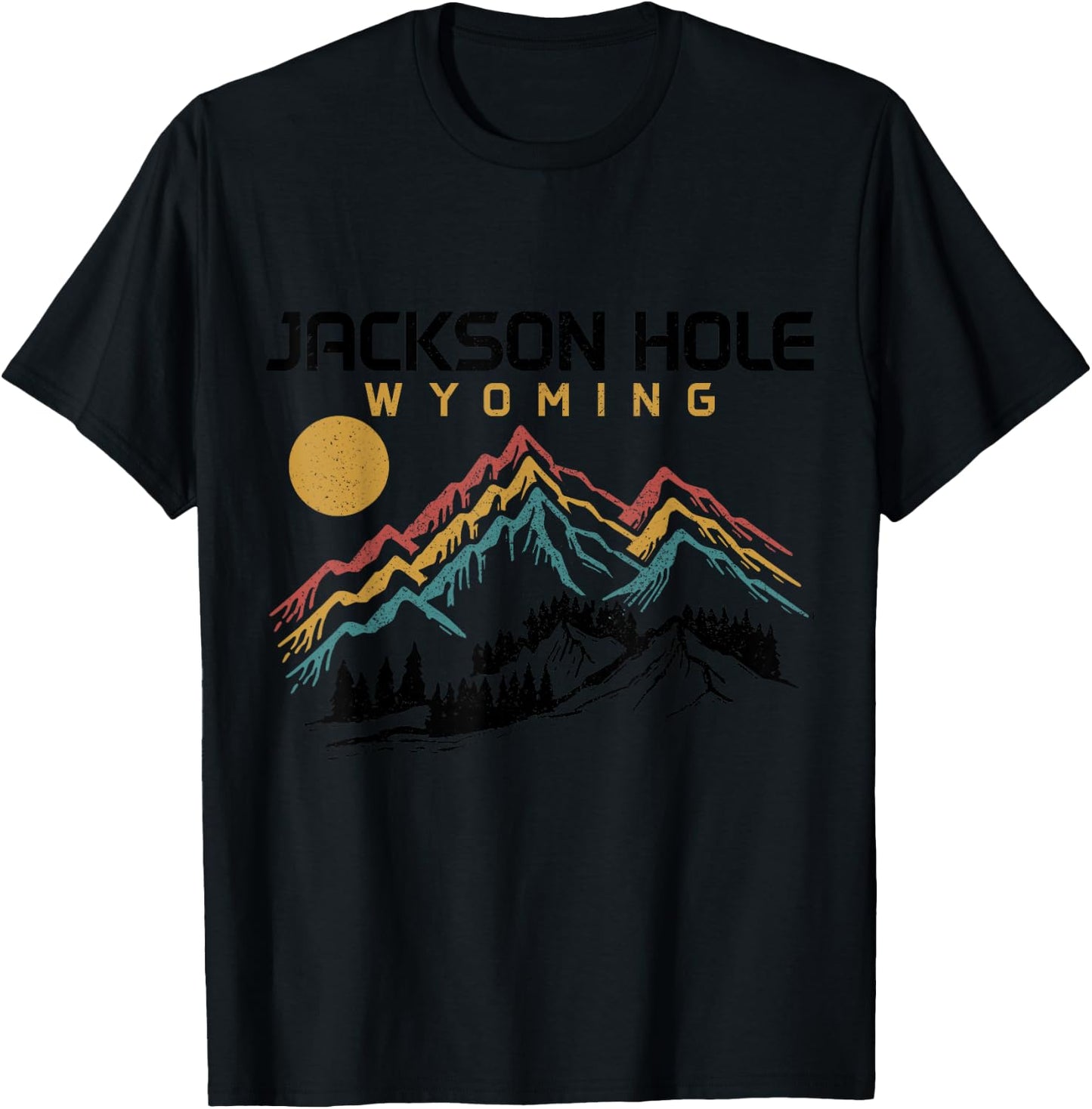 Jackson Hole Wyoming Ski Snowboard Winter Vintage Mountains T-Shirt - T-Shirt | Black