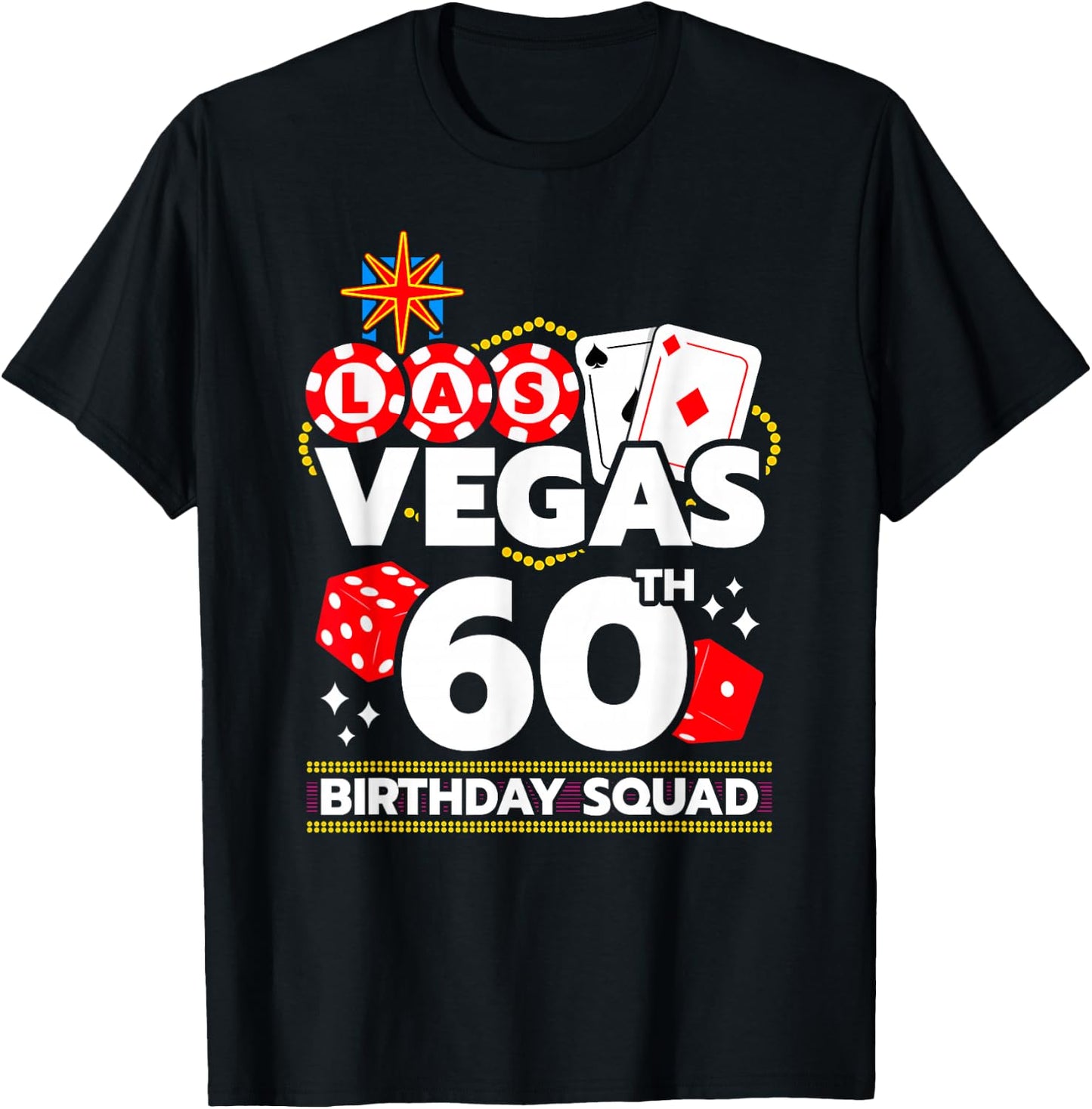 Las Vegas Birthday Party Gifts & Souvenirs - Vegas 60th Birthday Squad - Women's Black Small Modern Short Sleeve T-Shirt - T-Shirt | Black