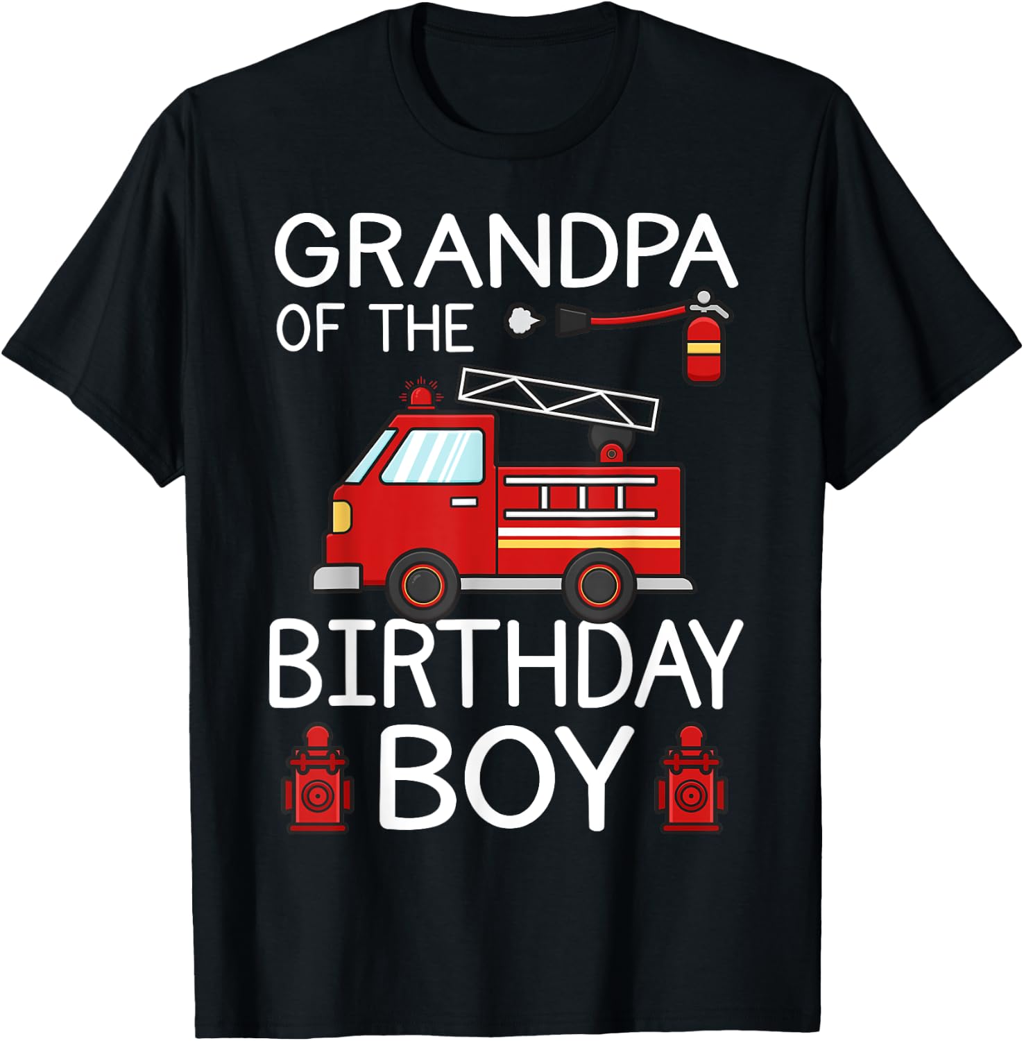 Grandpa of The Birthday Boy Fire Truck B-Day Family Party T-Shirt - T-Shirt | Black