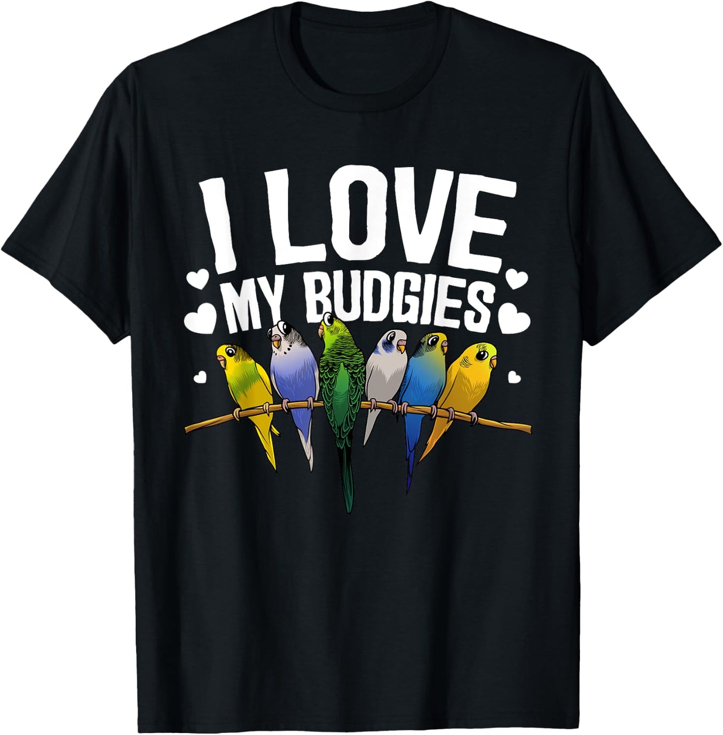 Cute Budgie Design Women Parakeet Parrot Bird Lovers T-Shirt - T-Shirt | Black