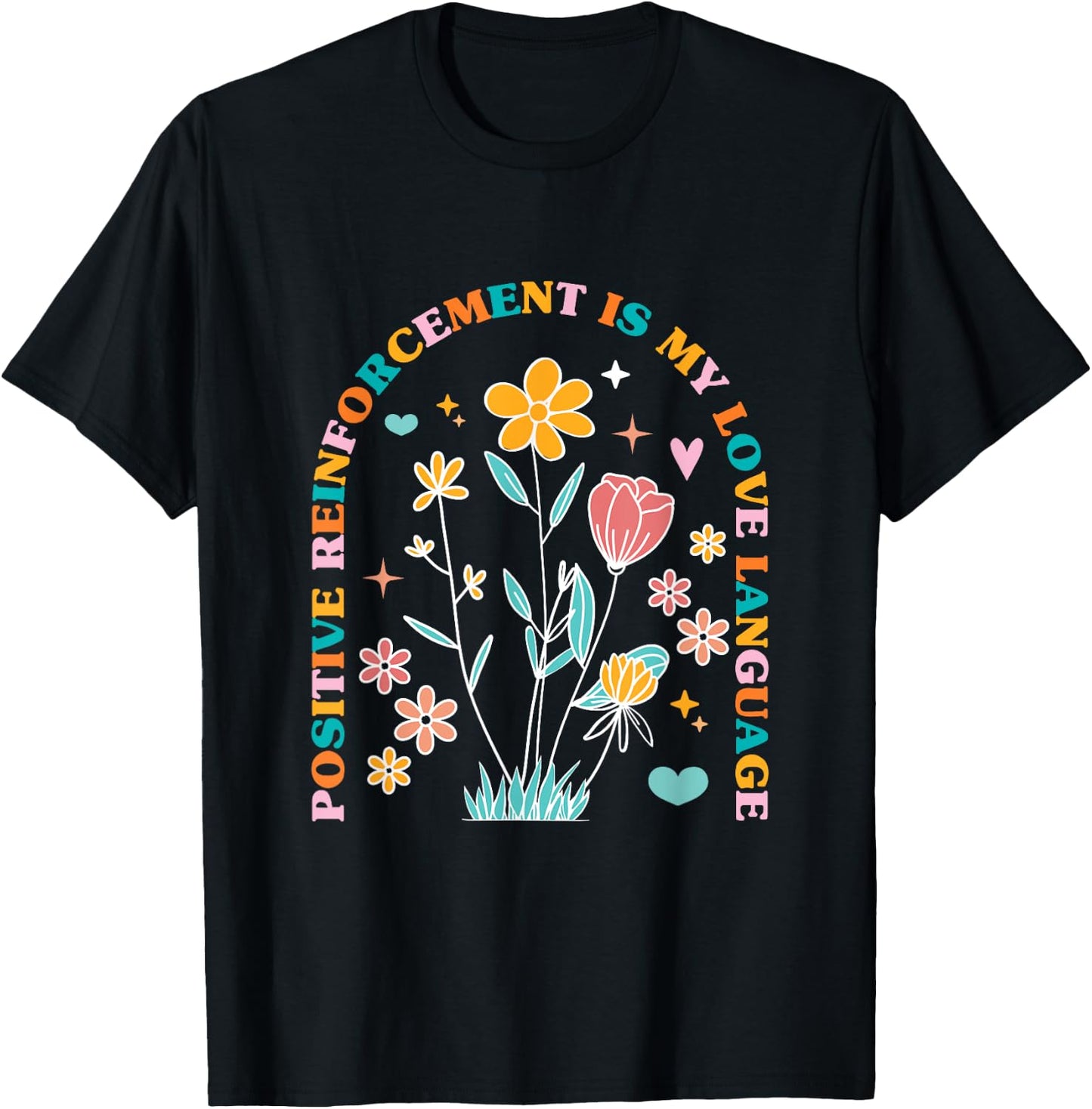 ABA Therapist Love Language Behavior Analyst RBT Floral T-Shirt - T-Shirt | Black