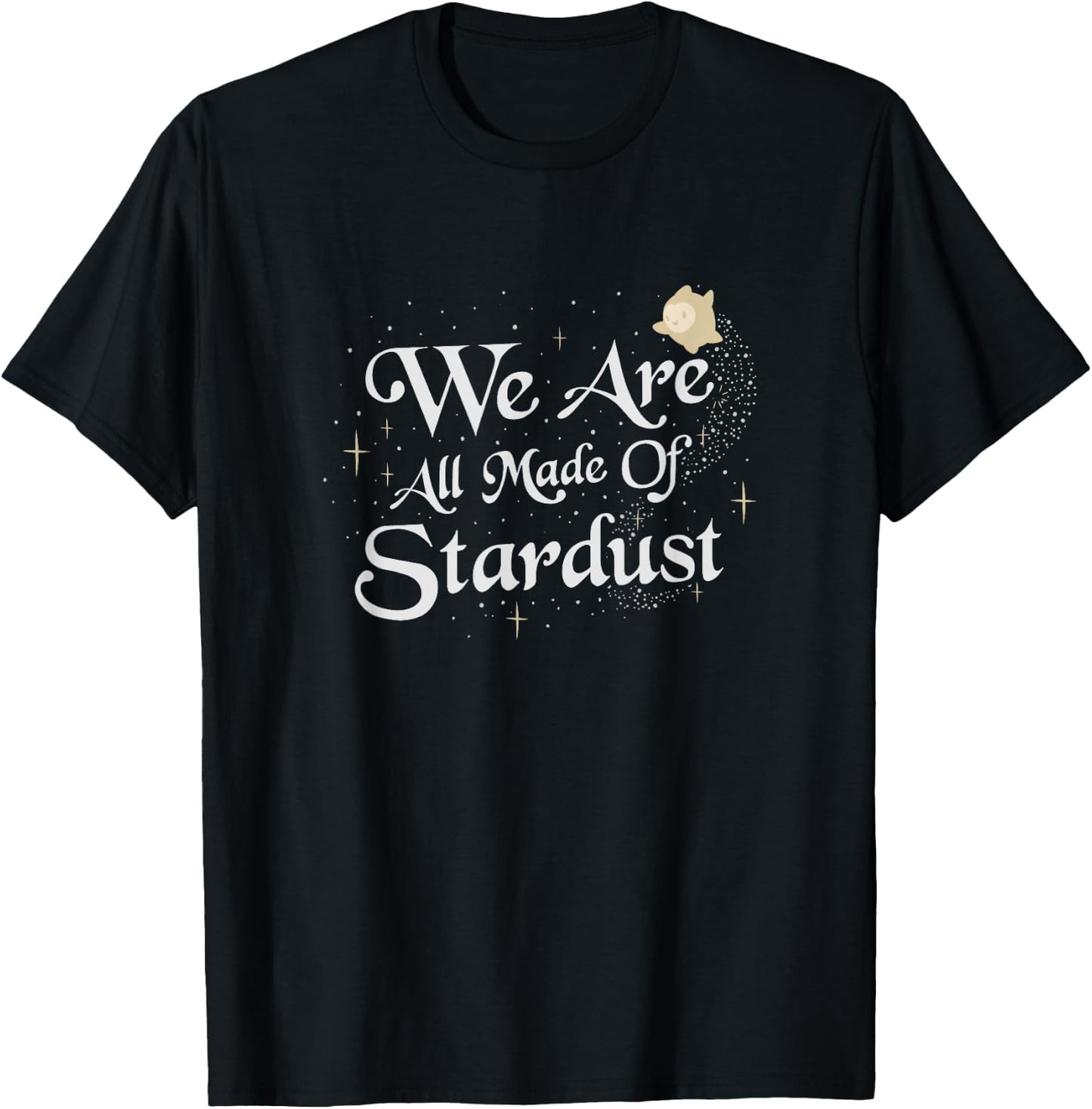 Disney Wish We are All Made of Stardust Sparkle Text Logo T-Shirt - T-Shirt | Black