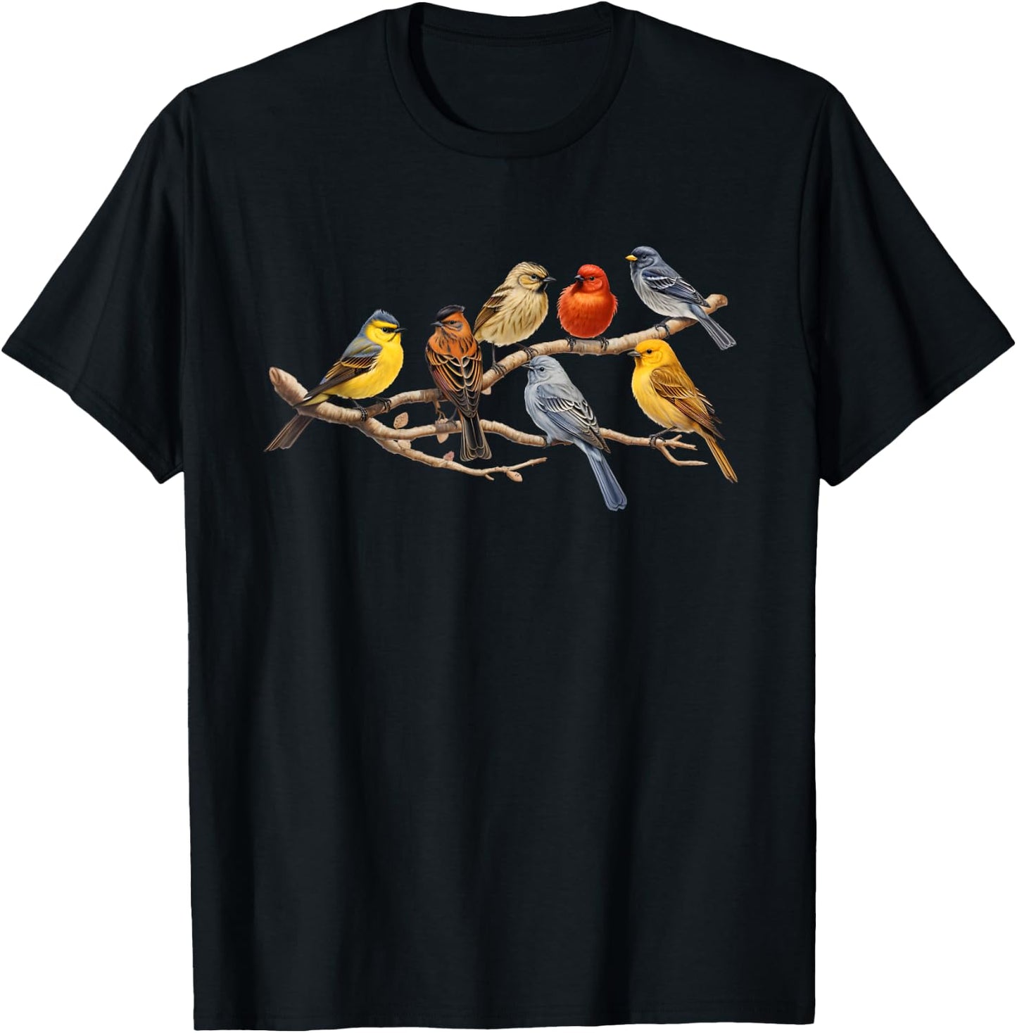 Backyard Bird Watching Watcher Birder Birds on a Branch T-Shirt - T-Shirt | Black