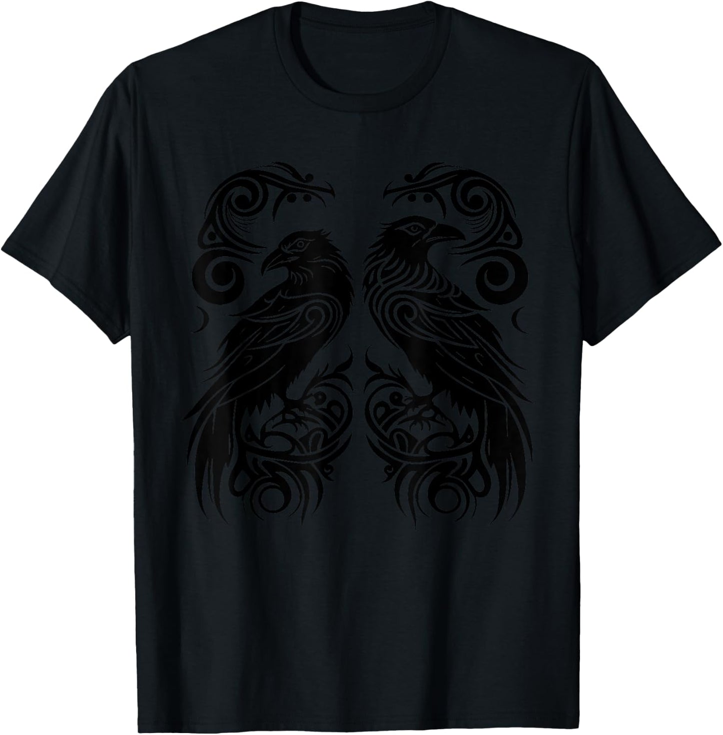 Odins Raven Norse Mythology Viking Birds Celtic Knots Asgard T-Shirt - T-Shirt | Black