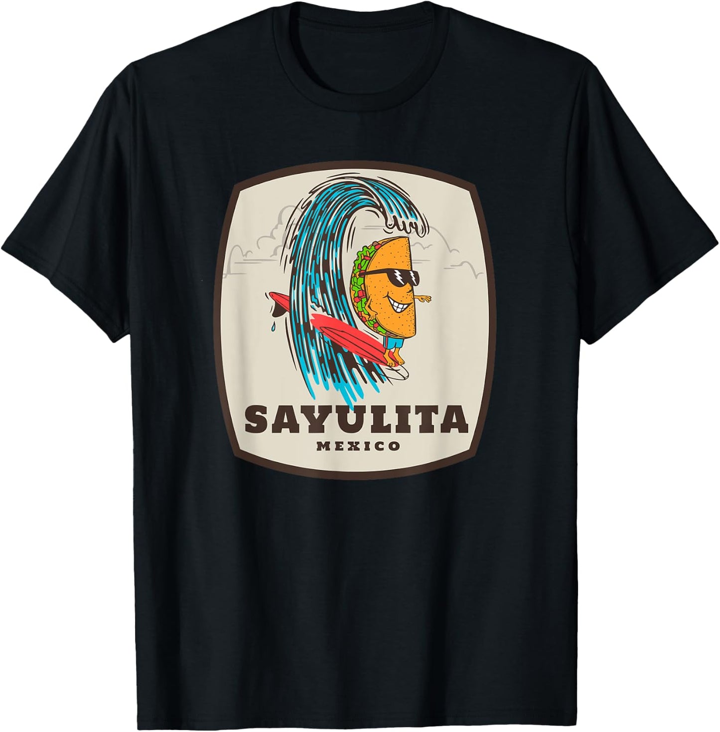 Sayulita Mexico Taco Surfer Surfing T-Shirt - T-Shirt | Black