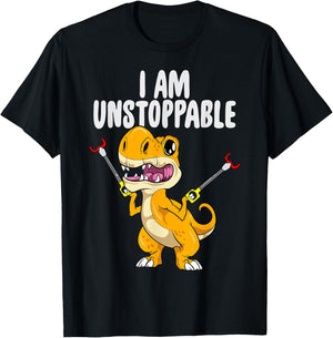 I Am Unstoppable T-rex Kawaii Dinosaur Trash Grabber T-Shirt - T-Shirt | Black