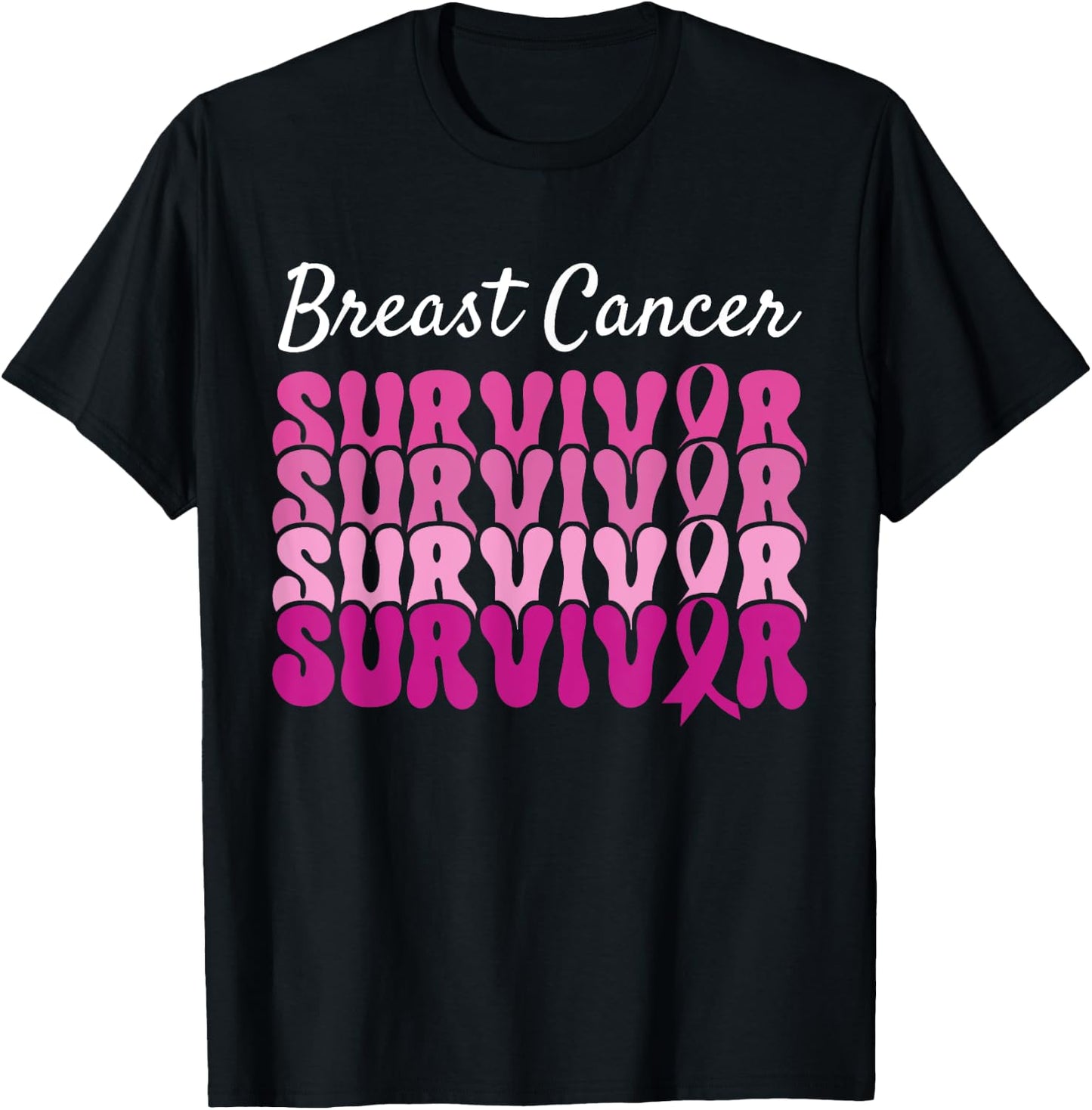 Breast Cancer Survivor Ribbon Pink Breast Cancer T-Shirt - T-Shirt | Black