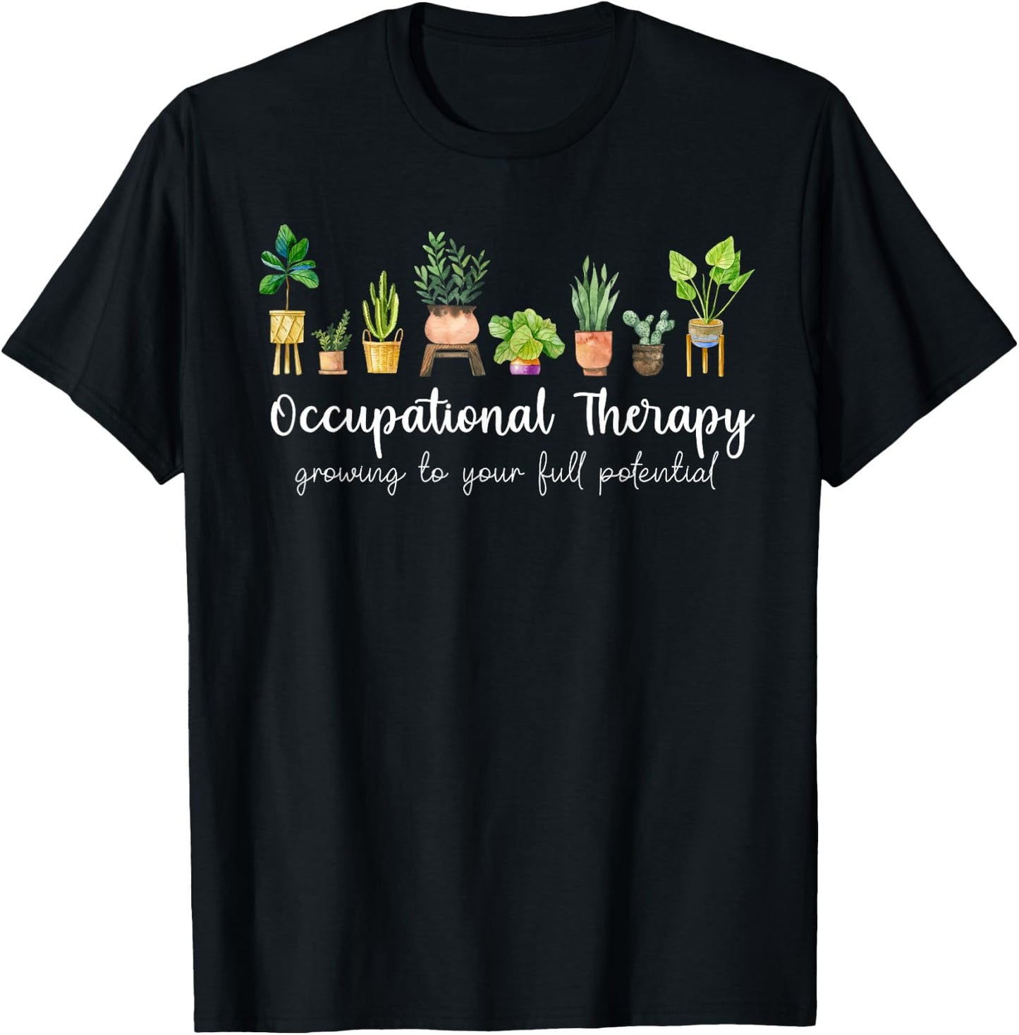 Occupational Therapy Therapist OT Month Cactus Plant Funny T-Shirt - T-Shirt | Black