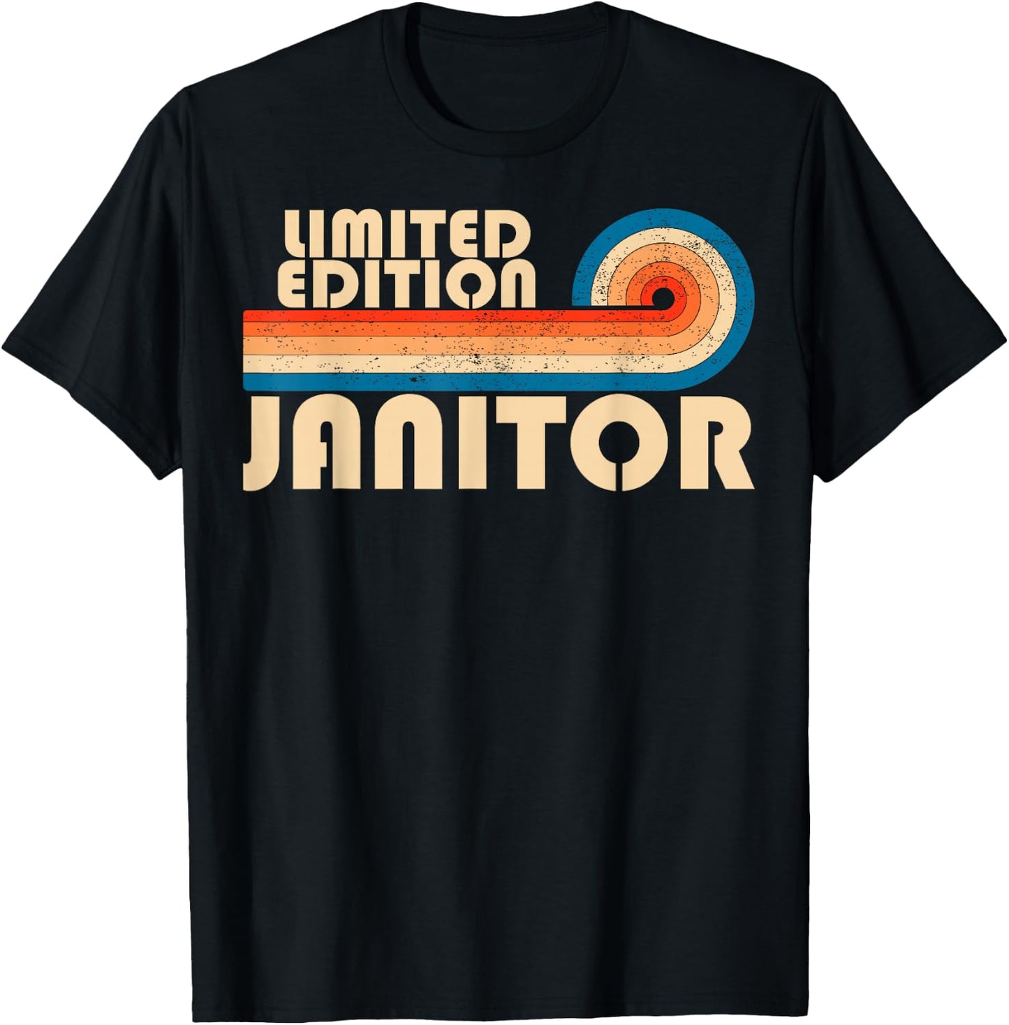Janitor Retro 70s 80s Sunset Stripe T-Shirt - T-Shirt | Black