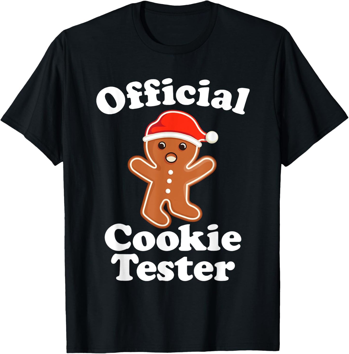 Funny Gingerbread Man Official Cookie Tester Christmas T-Shirt - T-Shirt | Black