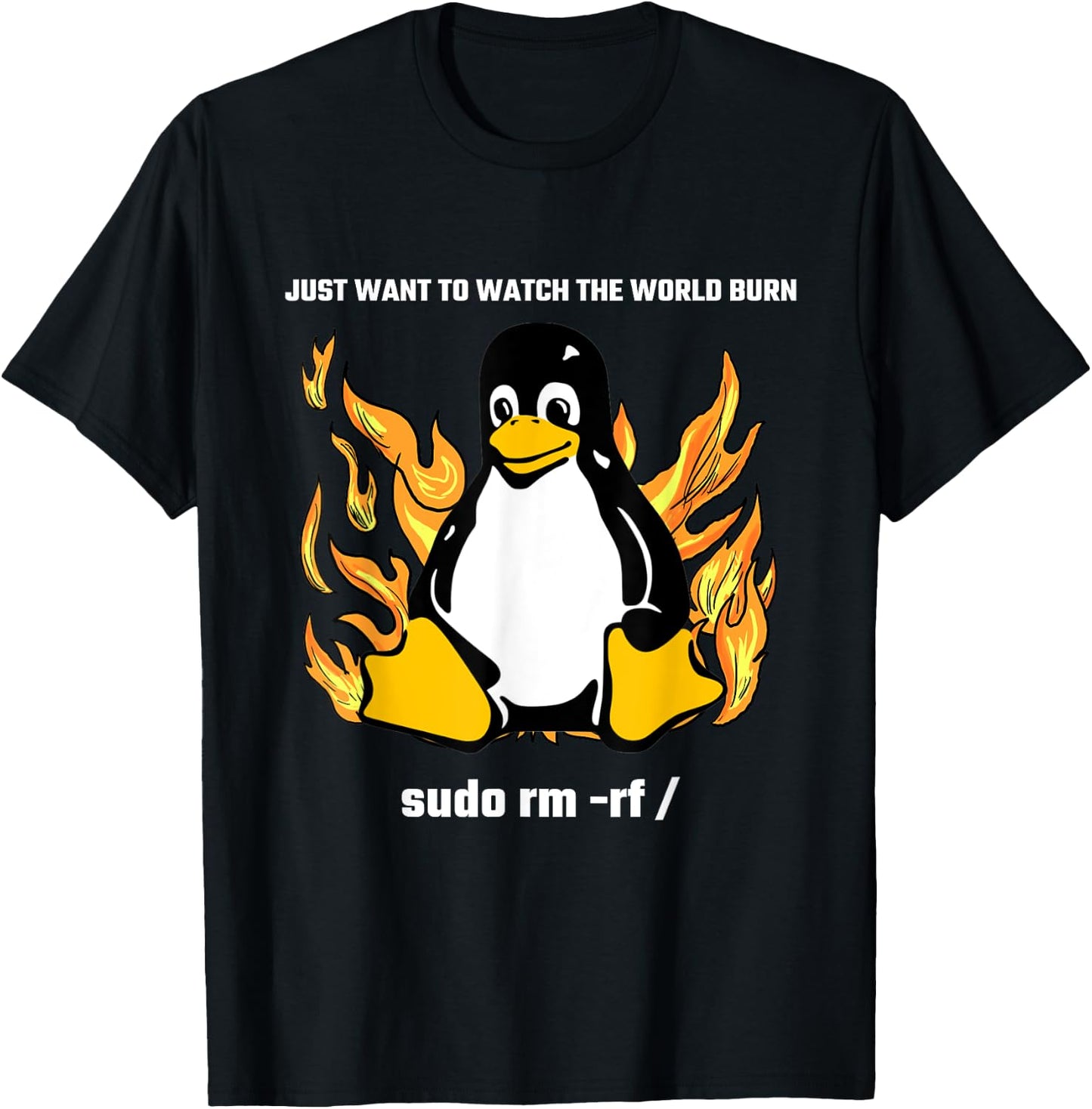Computer - Sudo rm -rf / Tux Linux Penguin - Programmer T-Shirt - T-Shirt | Black