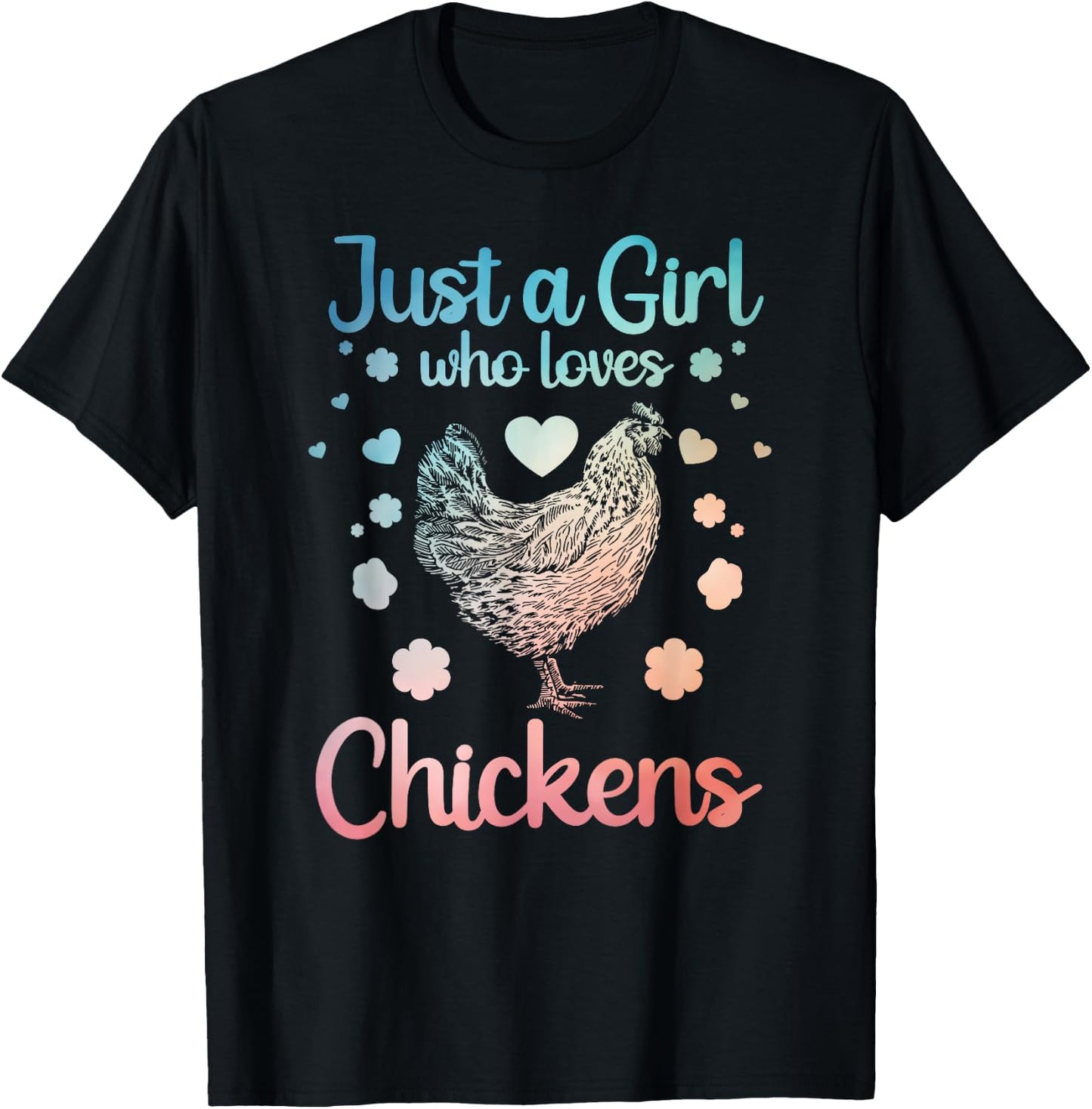 Funny Girl Chicken Design For Kids Women Mom Chicken Lover T-Shirt - T-Shirt | Black