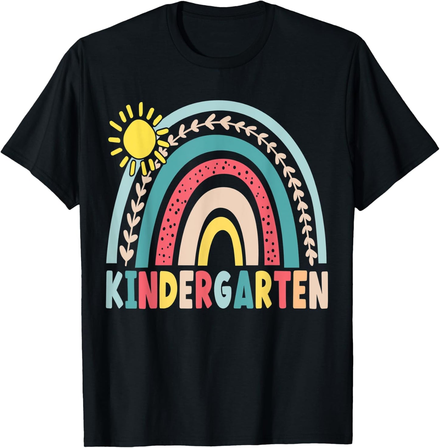 Kindergarten Back To School Rainbow Teacher Girls Boys Kids T-Shirt - T-Shirt | Black
