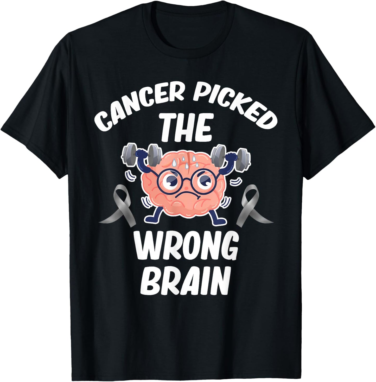 Cancer Picked The Wrong Brain Cancer Survivor Glioblastoma T-Shirt - T-Shirt | Black