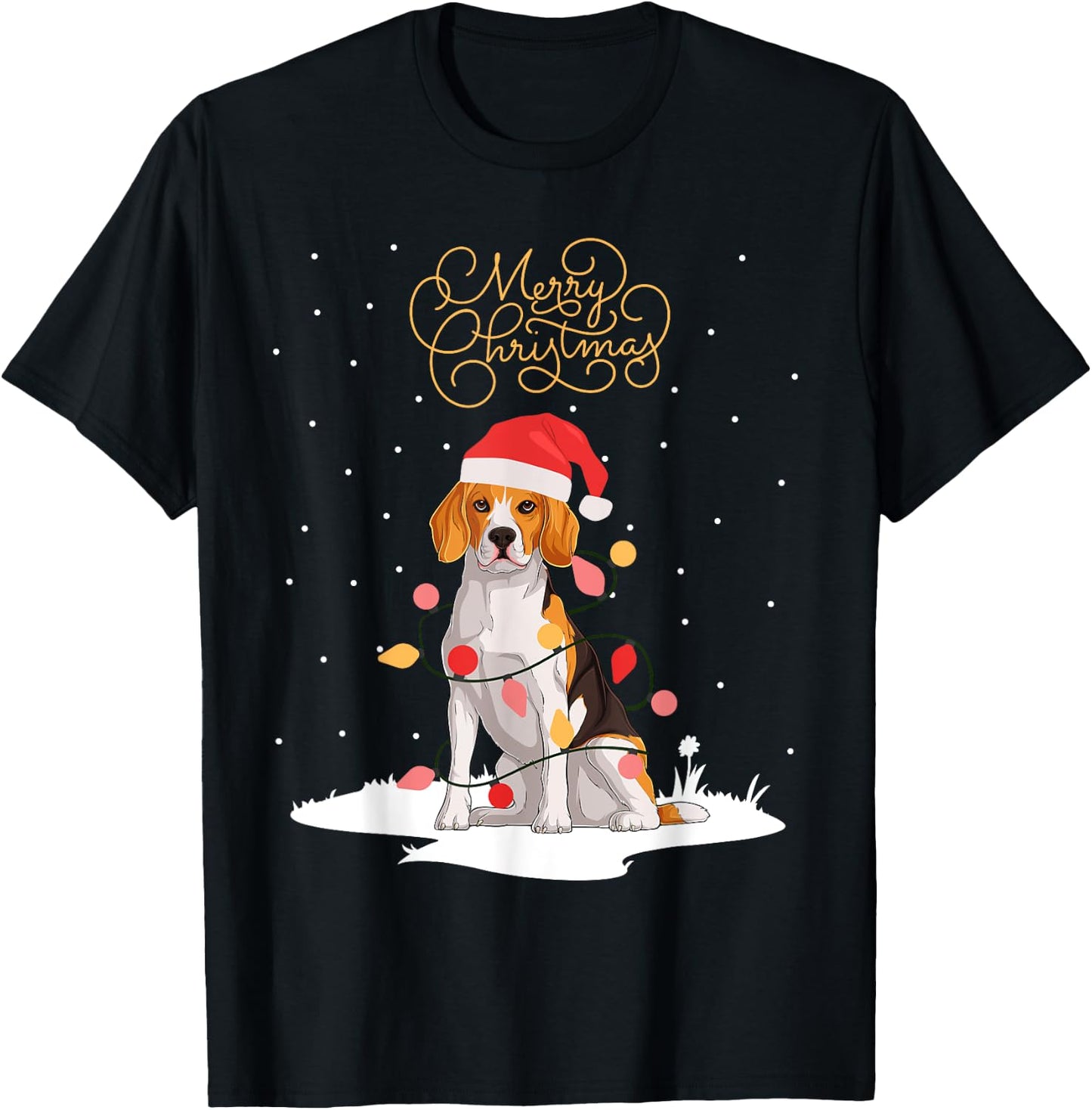 Beagle Merry Christmas Funny Xmas Christmas Beagle T-Shirt - T-Shirt | Black