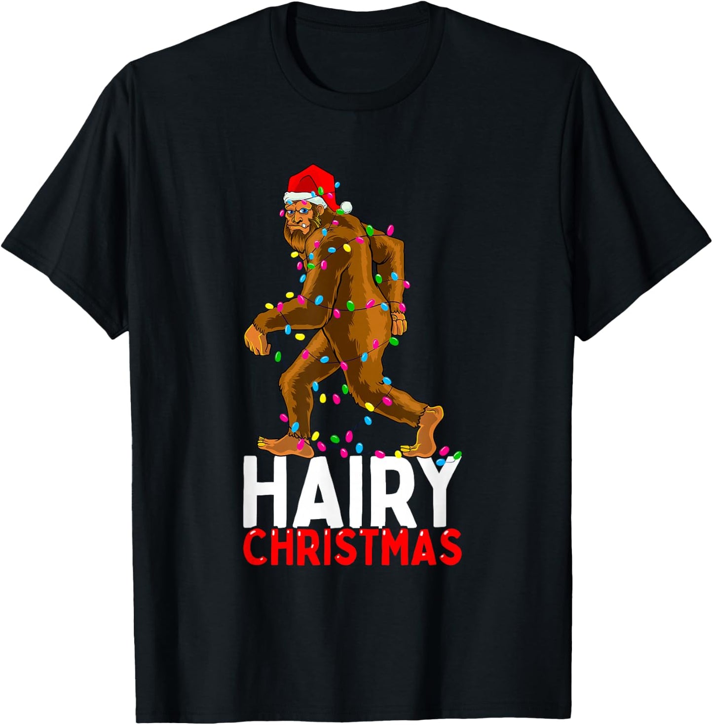 Bigfoot Hairy Christmas Funny Xmas Men Pajama T-Shirt - T-Shirt | Black