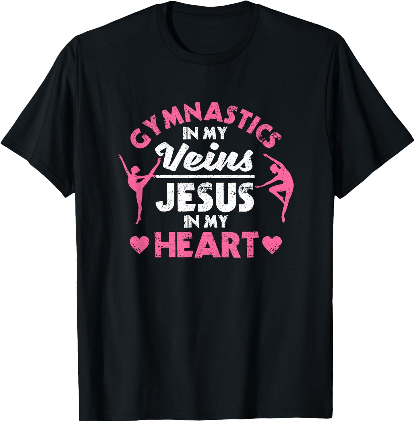 Gymnastics In My Veins Jesus In My Heart Christian Gymnast T-Shirt - T-Shirt | Black