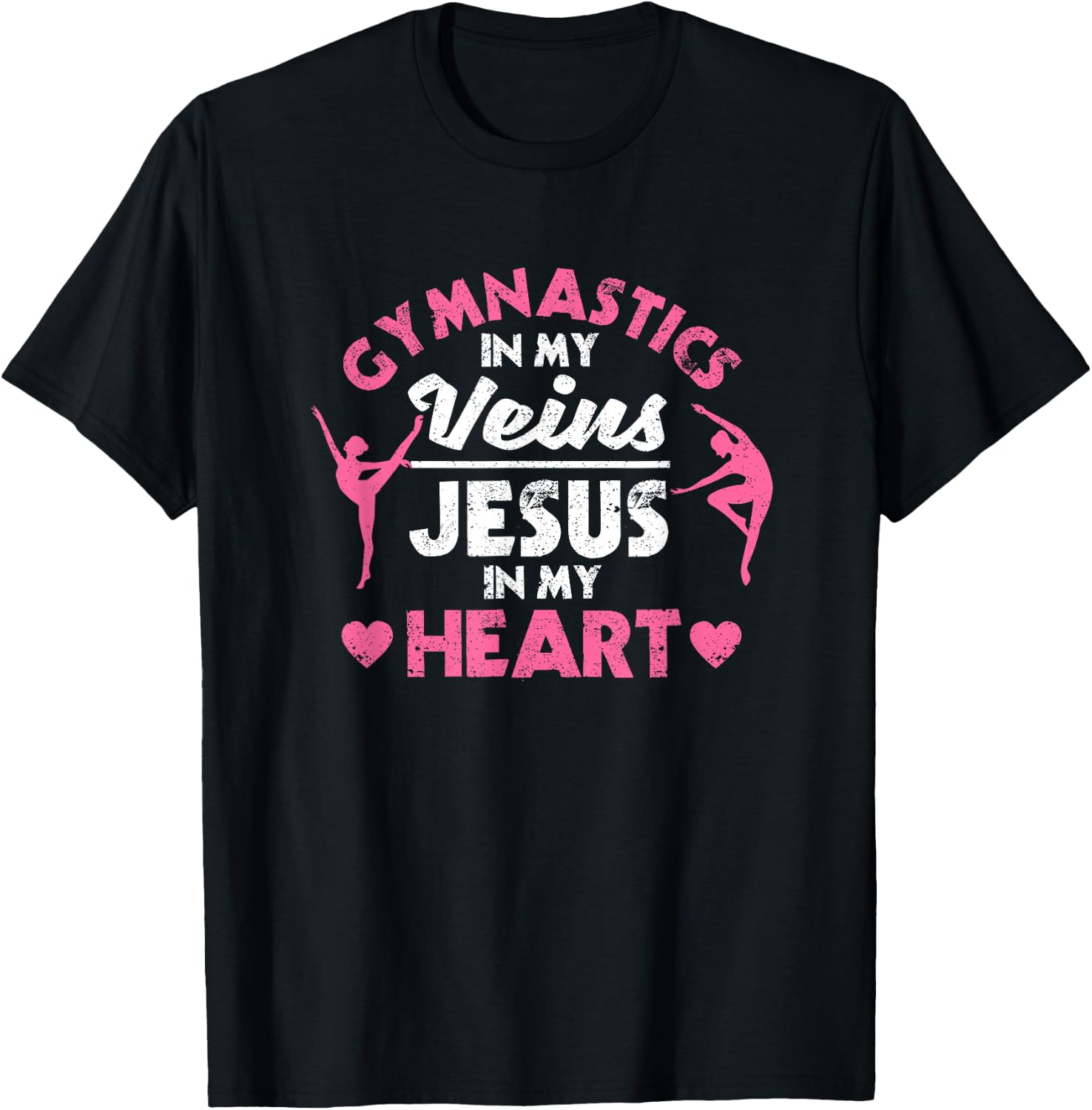 Gymnastics In My Veins Jesus In My Heart Christian Gymnast T-Shirt - T-Shirt | Black