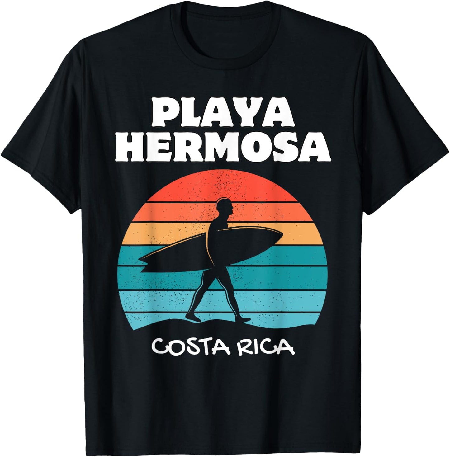 PLAYA HERMOSA COSTA RICA Surf Vacation Retro Sunset Surfing T-Shirt - T-Shirt | Black