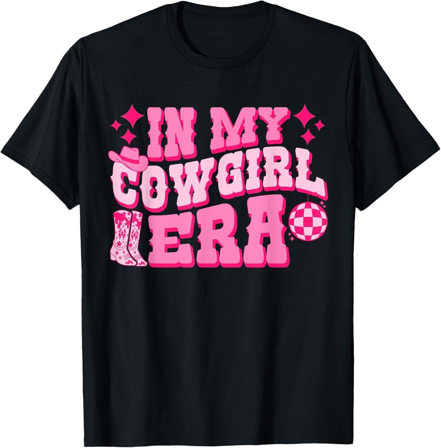 In My Cowgirl Era Groovy Cute Western Rodeo Cowgirls T-Shirt - T-Shirt | Black