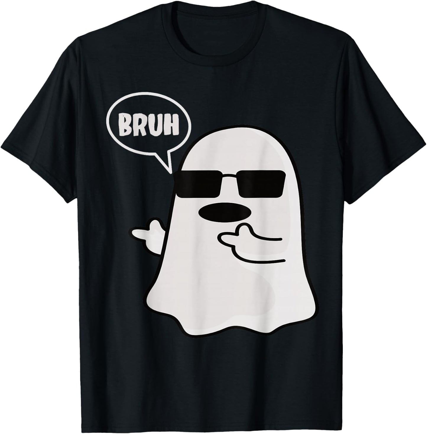 Funny Halloween Bruh Ghost Men Boys T-Shirt - T-Shirt | Black