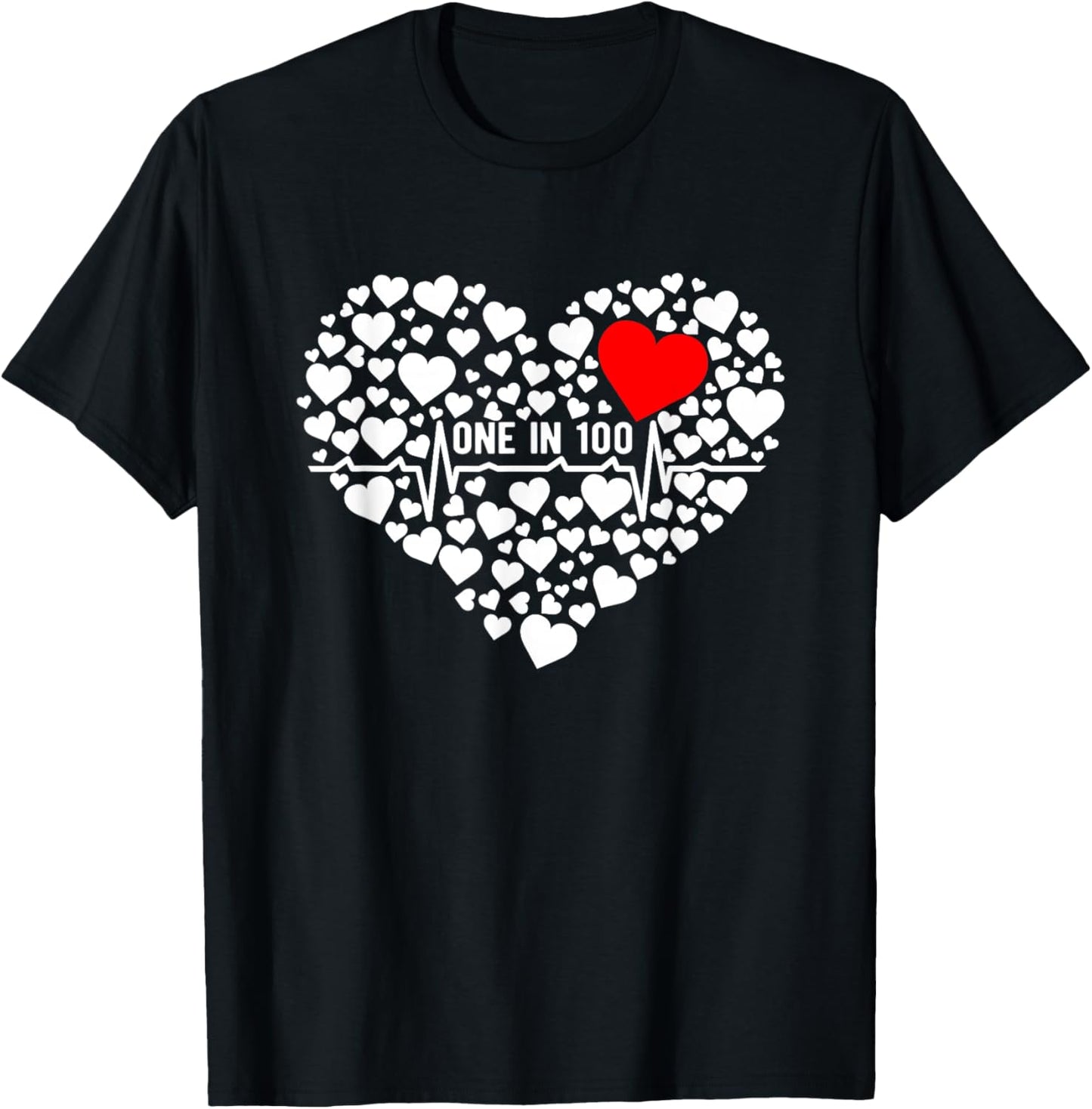 One in 100 CHD Warrior Congenital Heart Disease Awareness Small T-Shirt - T-Shirt | Black