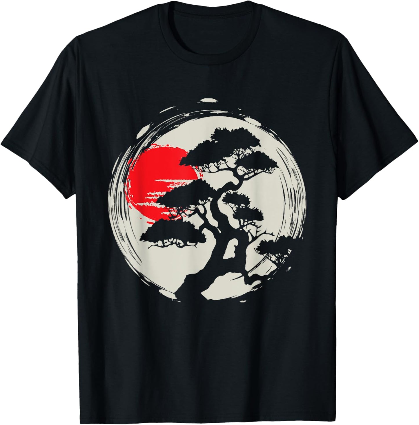 Japanese Bonsai Art - Sunset Tree Lover Gardening Planting T-Shirt - T-Shirt | Black
