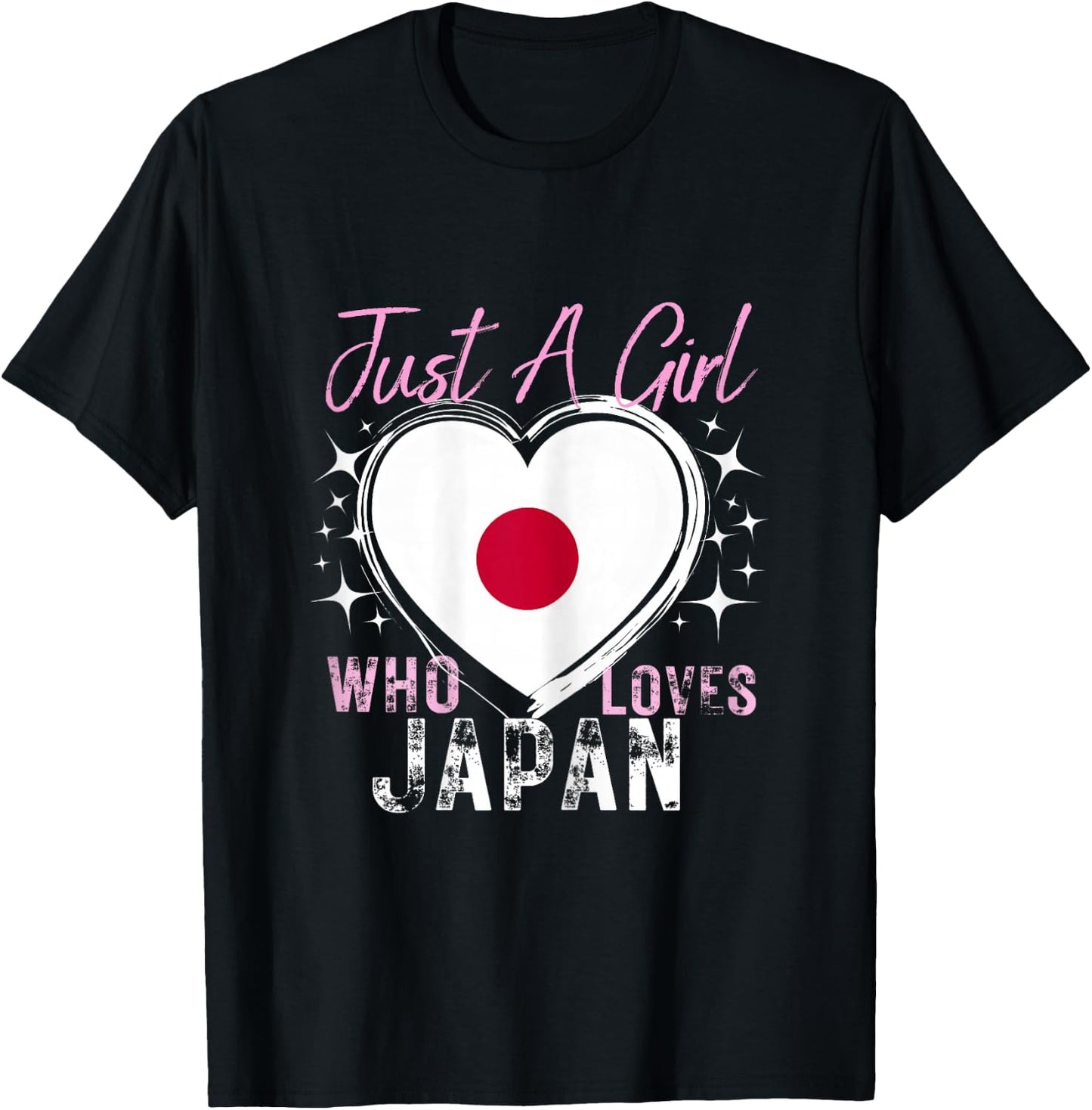 Japan Just A Girl Who Loves Japan Heart Flag for Girls T-Shirt - T-Shirt | Black
